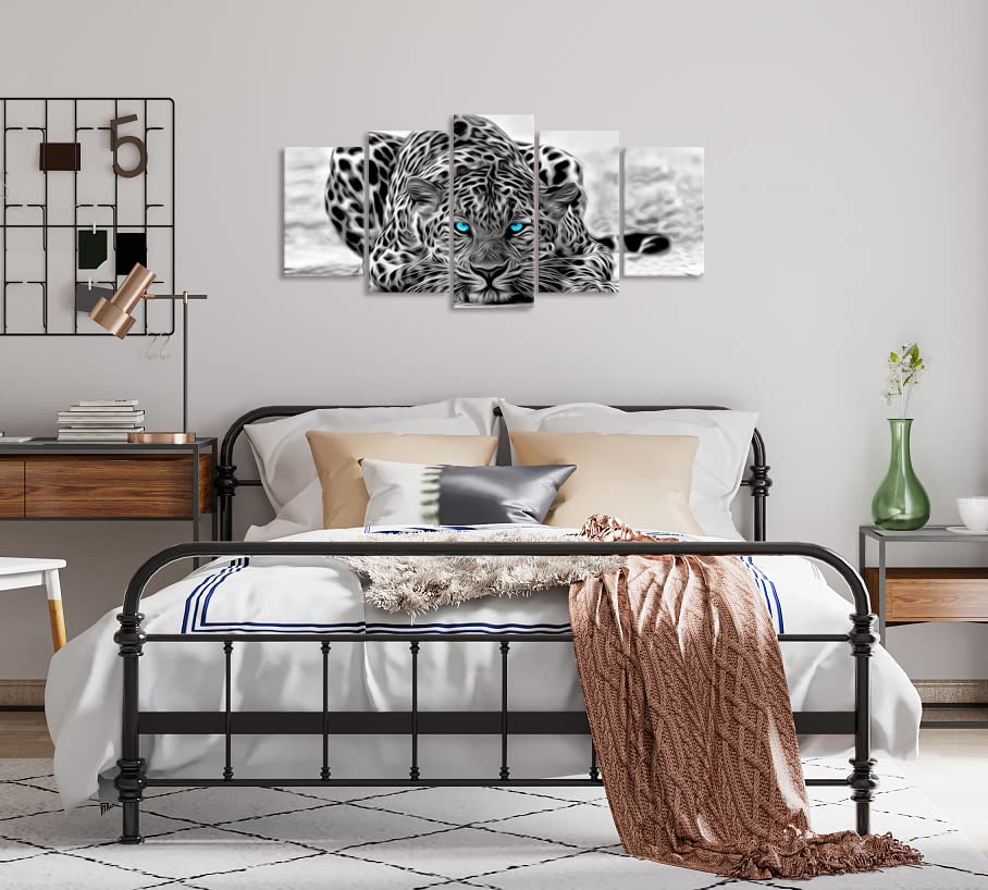 Black and White Animal Canvas Wall Art Abstract Leopard Canvas Prints with Frame Attractive Leopard Picture Decorative Easy Hanging On More Size Optional (16 (10''x16''x2+10''x20''x2+10''x24''x1)