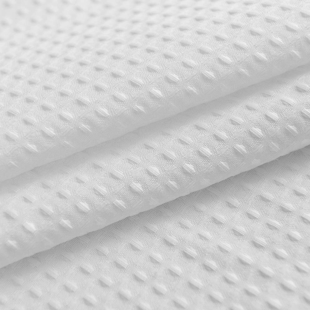 Barossa Design Waffle Weave Clawfoot Tub Shower Curtain 180 x 70 Inch Wrap Around - Heavy-Weighted Fabric to Stop Blowing  Washable  Water Repellent  with 36 Hooks Set  White  180x70