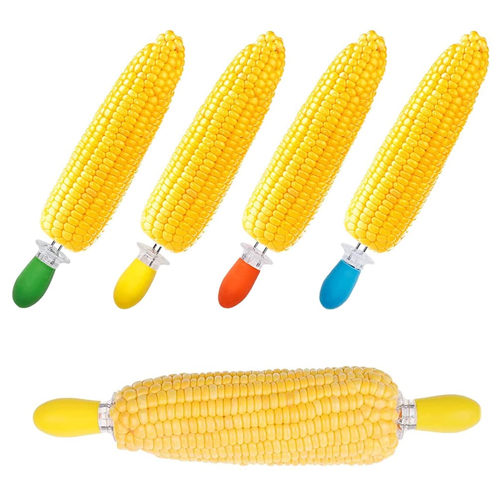 Medsuo 8Pcs Corn Holders, Corn On The Cob Skewers Stainless Steel Corn Holders Fork Skewers With Multi-Colour Silicone Handle Fo