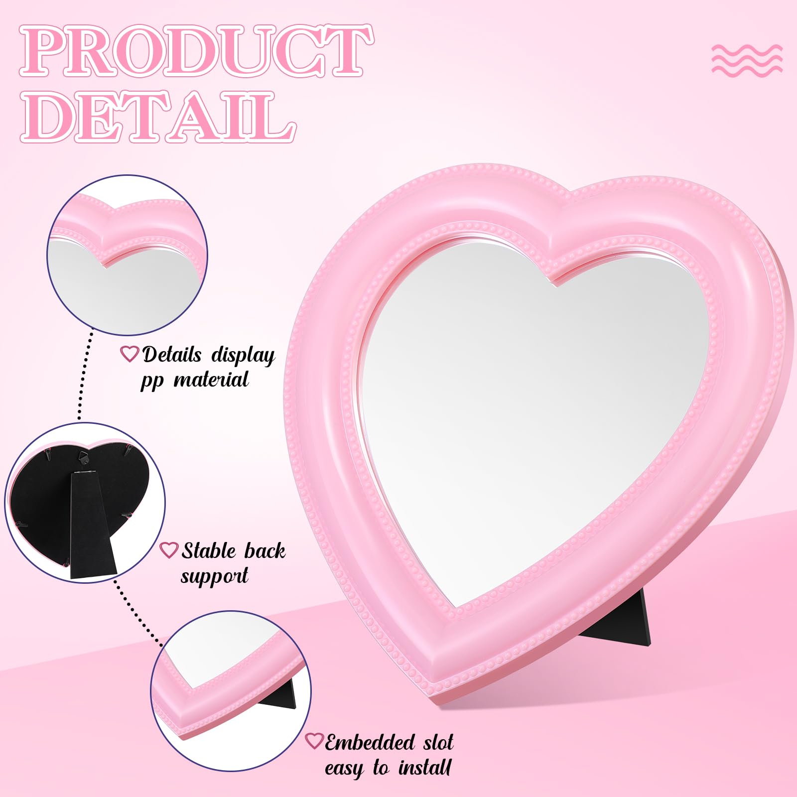 GlikCeil 8 Pcs Spa Party Supplies 8 Heart Shaped Mirror Pink for Sleepover Party Favors Makeup Mirror for Spa Slumber Birthday F