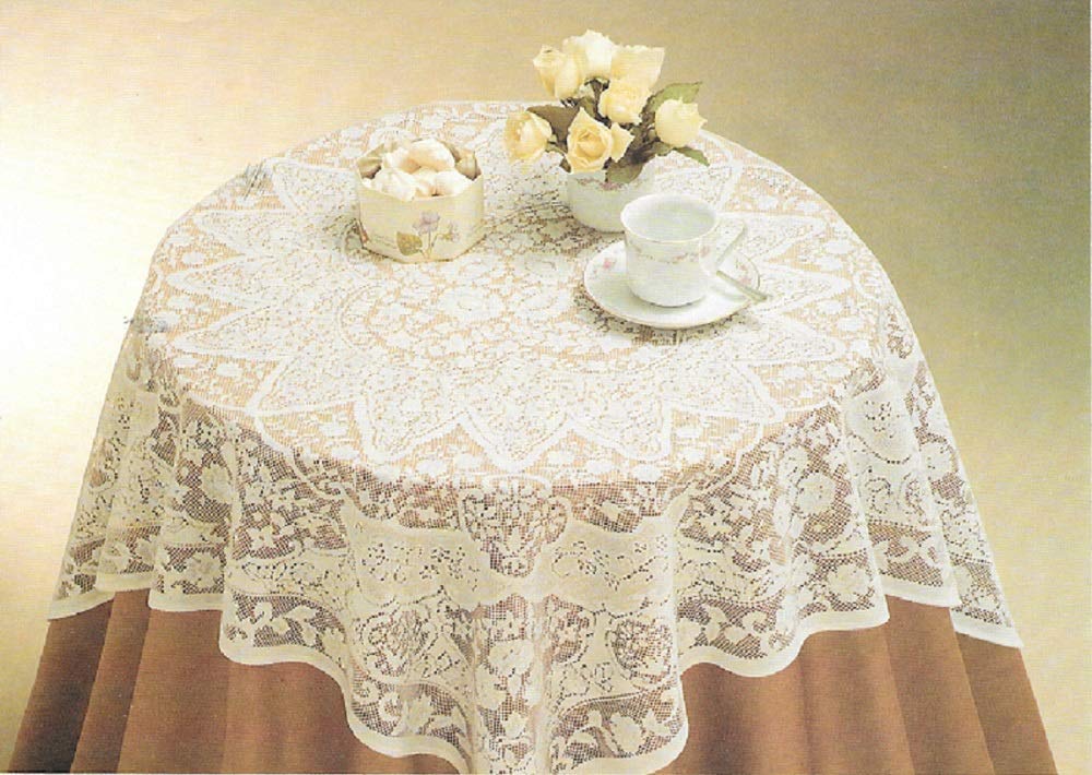 Aristocrata White or Ecru Color Lace Tablecloth. Floral Design. Available in - Square and Oval Shape (White, 40 Square)