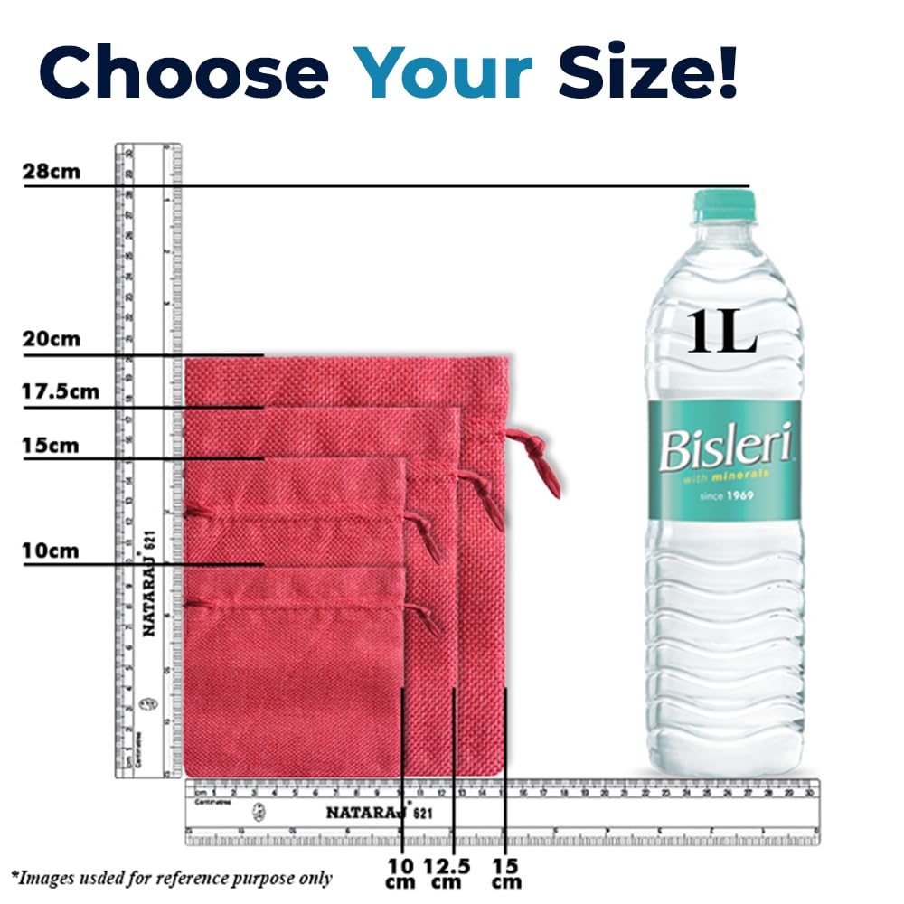 Lifekrafts Pink jute Linen Pouches Birthday and Party Favour Bags Potlis for Functions, Baby Showers, Candy Bags Size-20x25 cm (