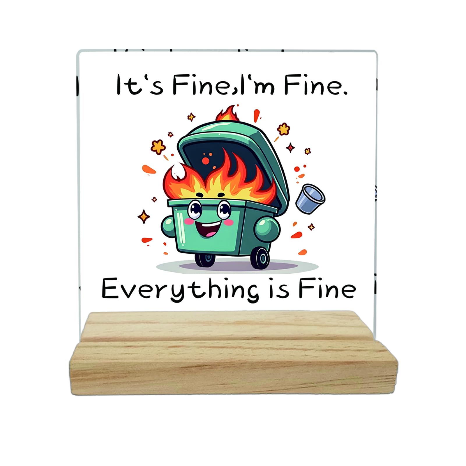 GDZSYAN Dumpster Fire Desk Accessories Sign - Funny Office Decor & Gag Gift for Coworkers, Bosses, White Elephant | Trash Can Pl
