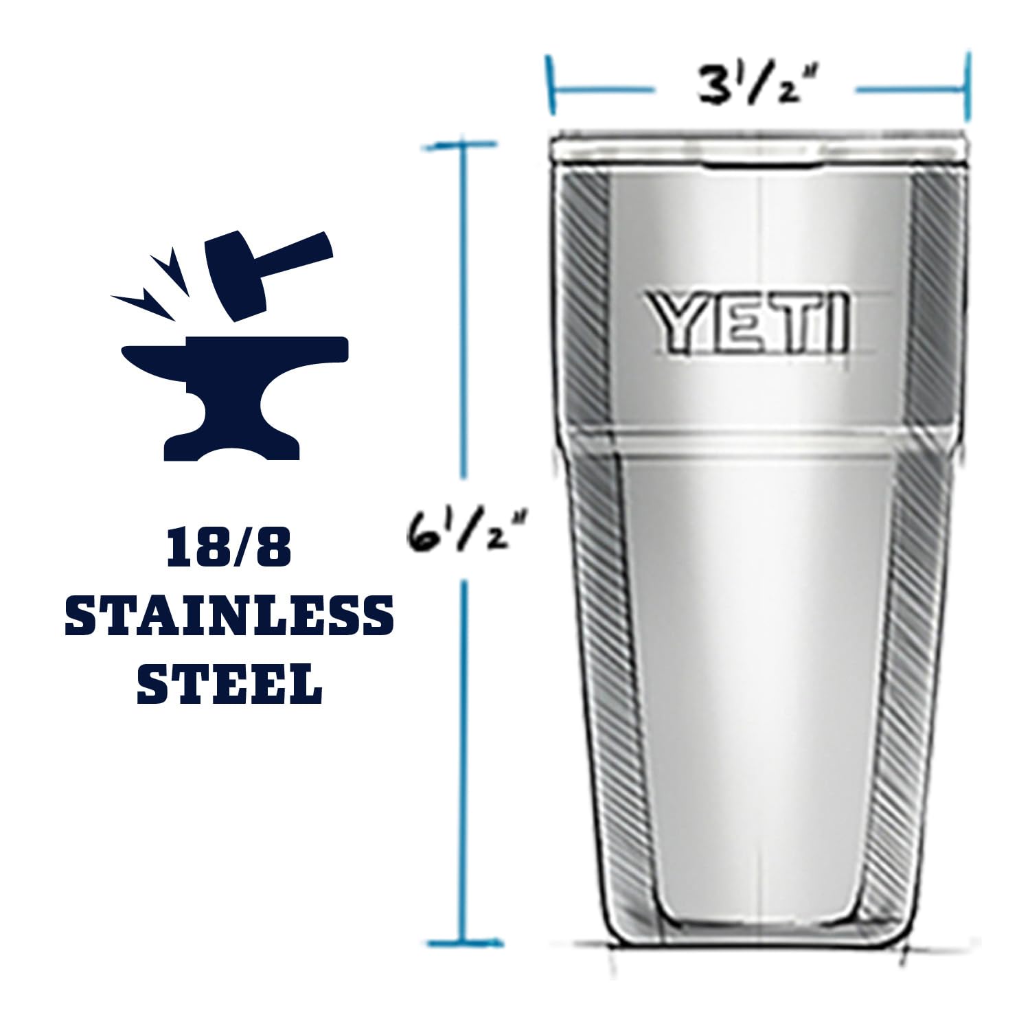 Yeti Rambler Stackable Pint, Vacuum Insulated, Stainless Steel With Magslider Lid, Reef Blue
