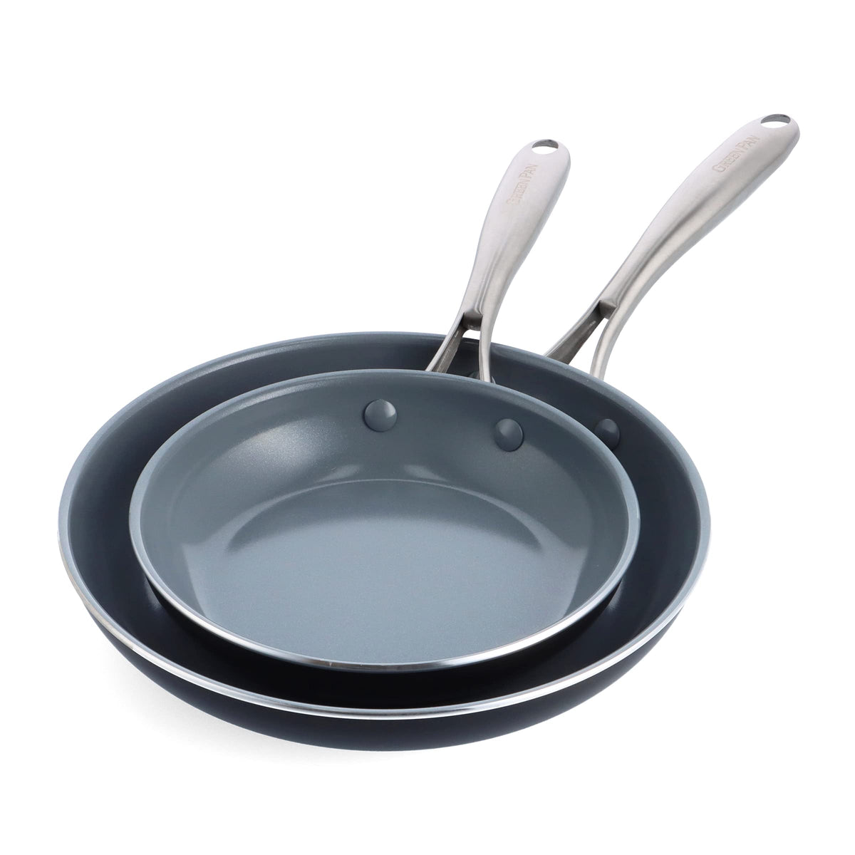 Greenpan Swift Healthy Ceramic Nonstick, 8'' And 10'' Frying Pan Skillet Set, Stainless Steel Handles, Pfas-Free, Dishwasher Saf