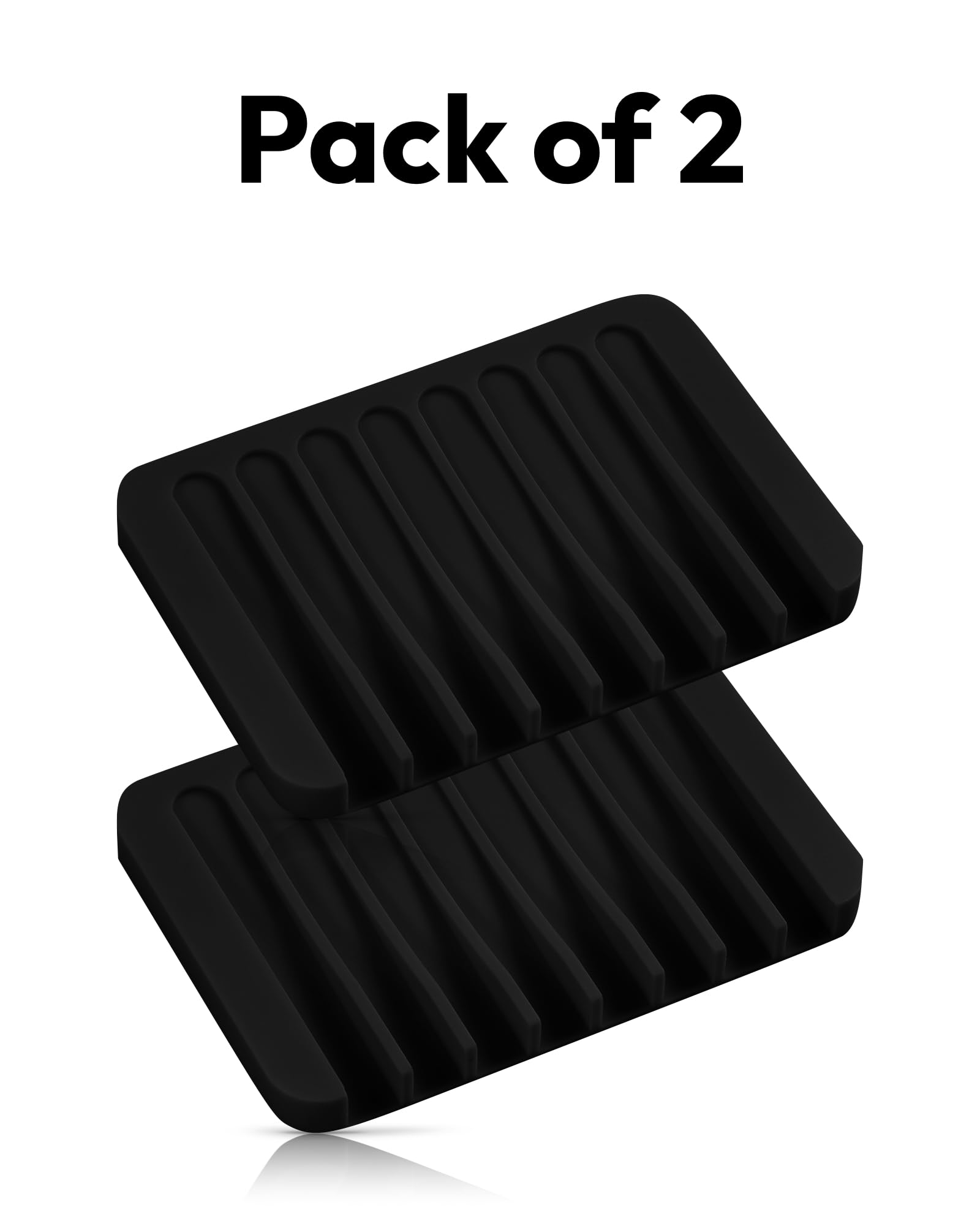 Jomeech Bathroom Soap Dish, Silicone Soap Holder For Bar Soap, Pack Of 2 (Black)