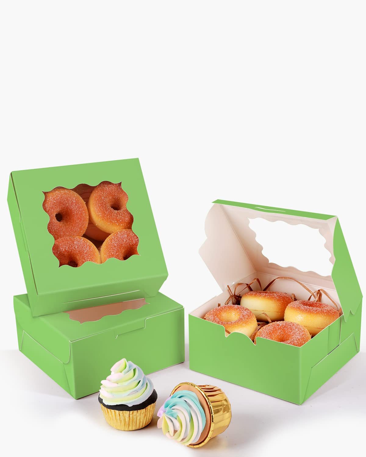 Qiqee Avocado Cookie Boxes With Window 36Packs 6X6X3 Avocado Bakery Box Pastry Box For Wedding Favor Birthday & Party