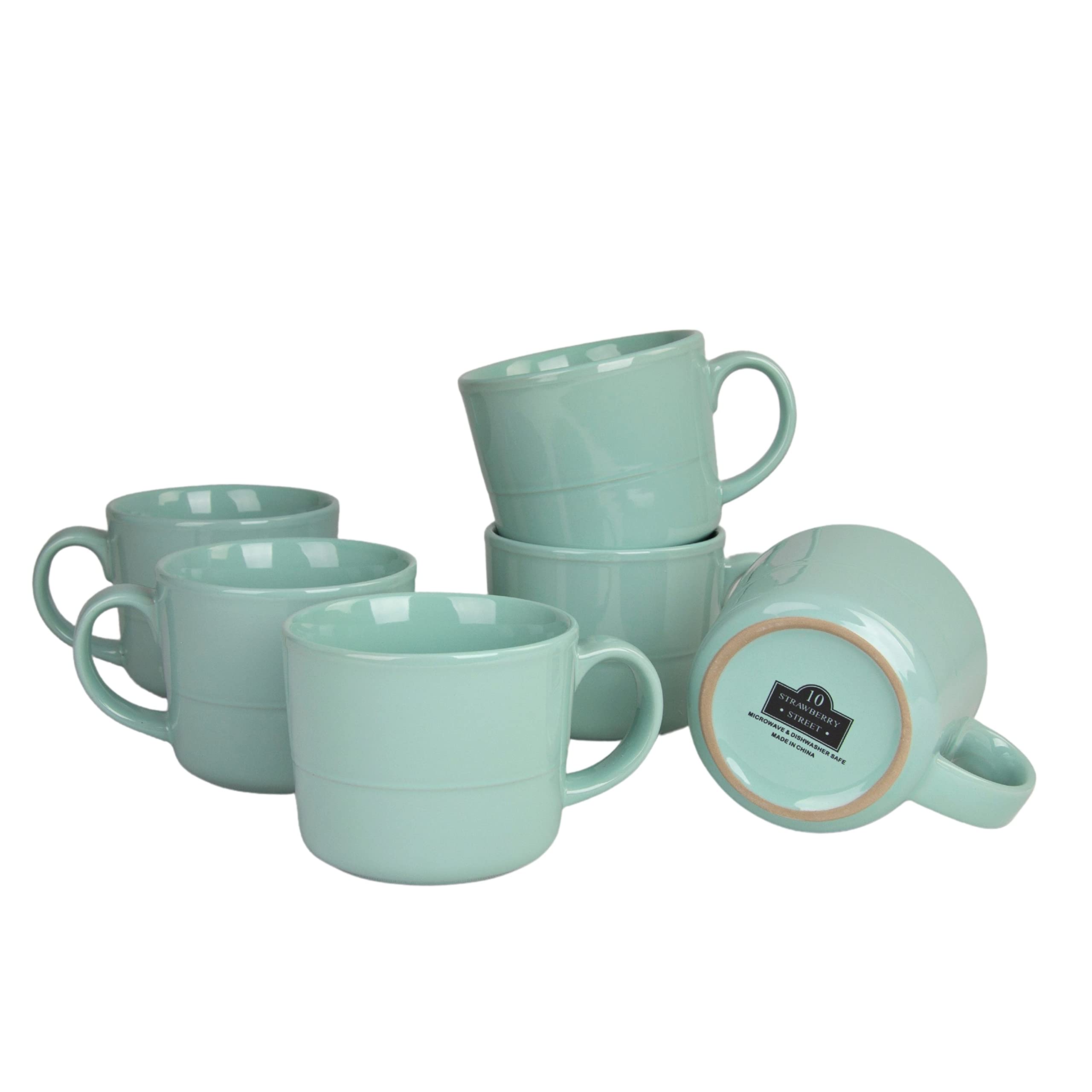 Double Line 3.75''/12 Oz Mug, Set Of 6, Seafoam