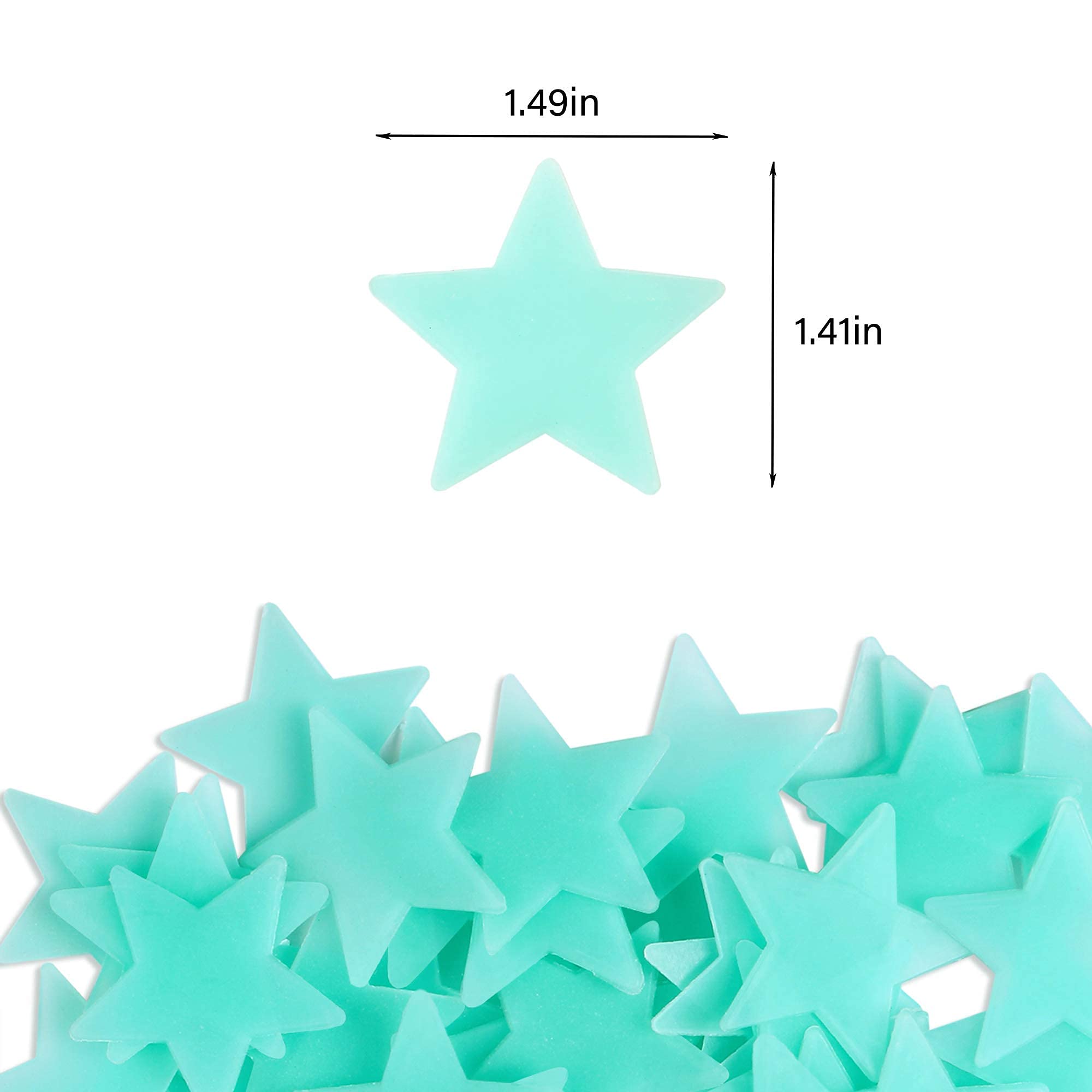 AM AMAONM 100 Pcs Blue Glow in The Dark Luminous Stars Fluorescent Noctilucent Plastic Wall Stickers Murals Decals for Home Art Decor Ceiling Wall Decorate Kids Babys Bedroom Room Decorations