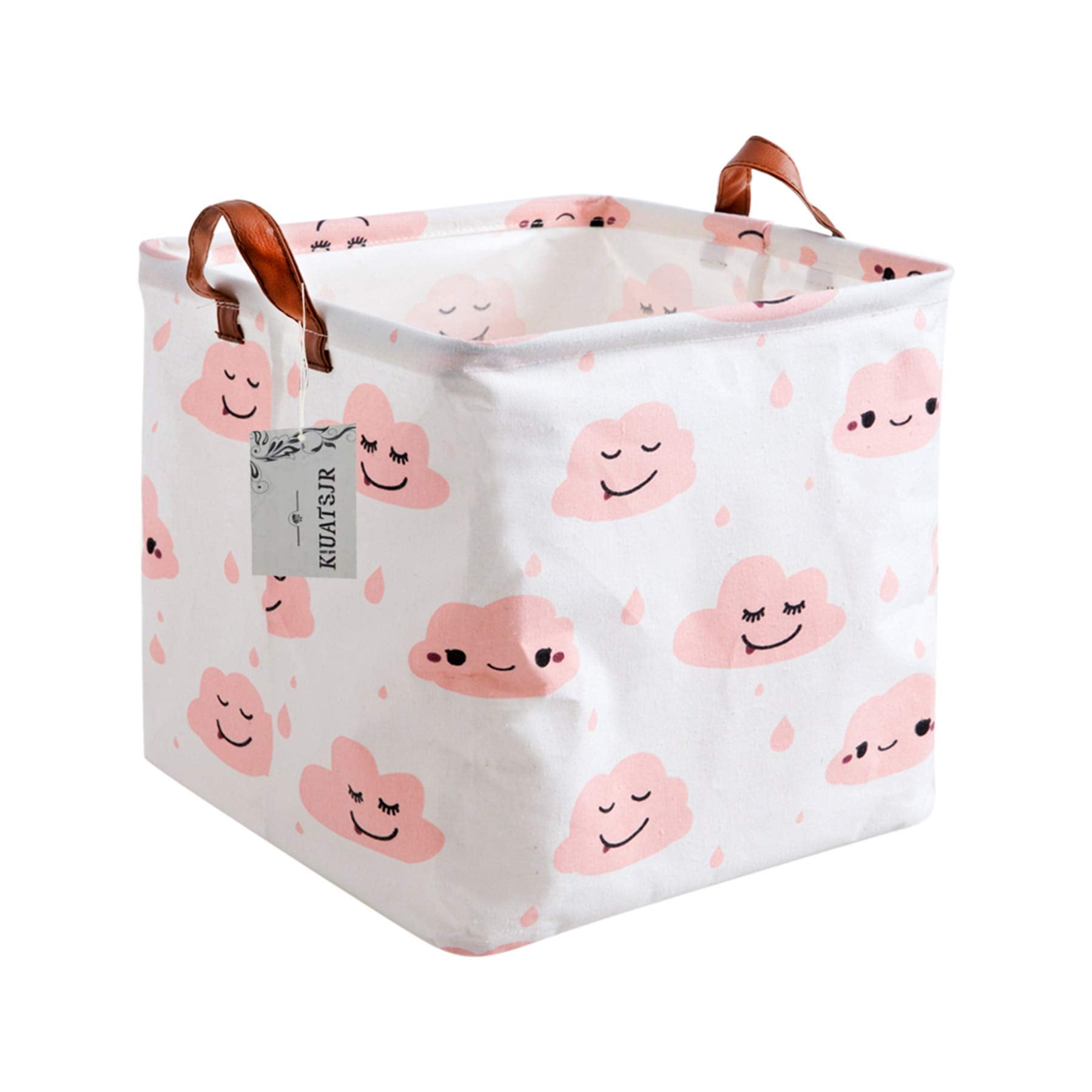 Storage Basket Fabric Organizer Bin For Toys, Books, Clothes, Pets,Perfect For Bedroom/Office/Nursery/Shelves(Pink Cloud)