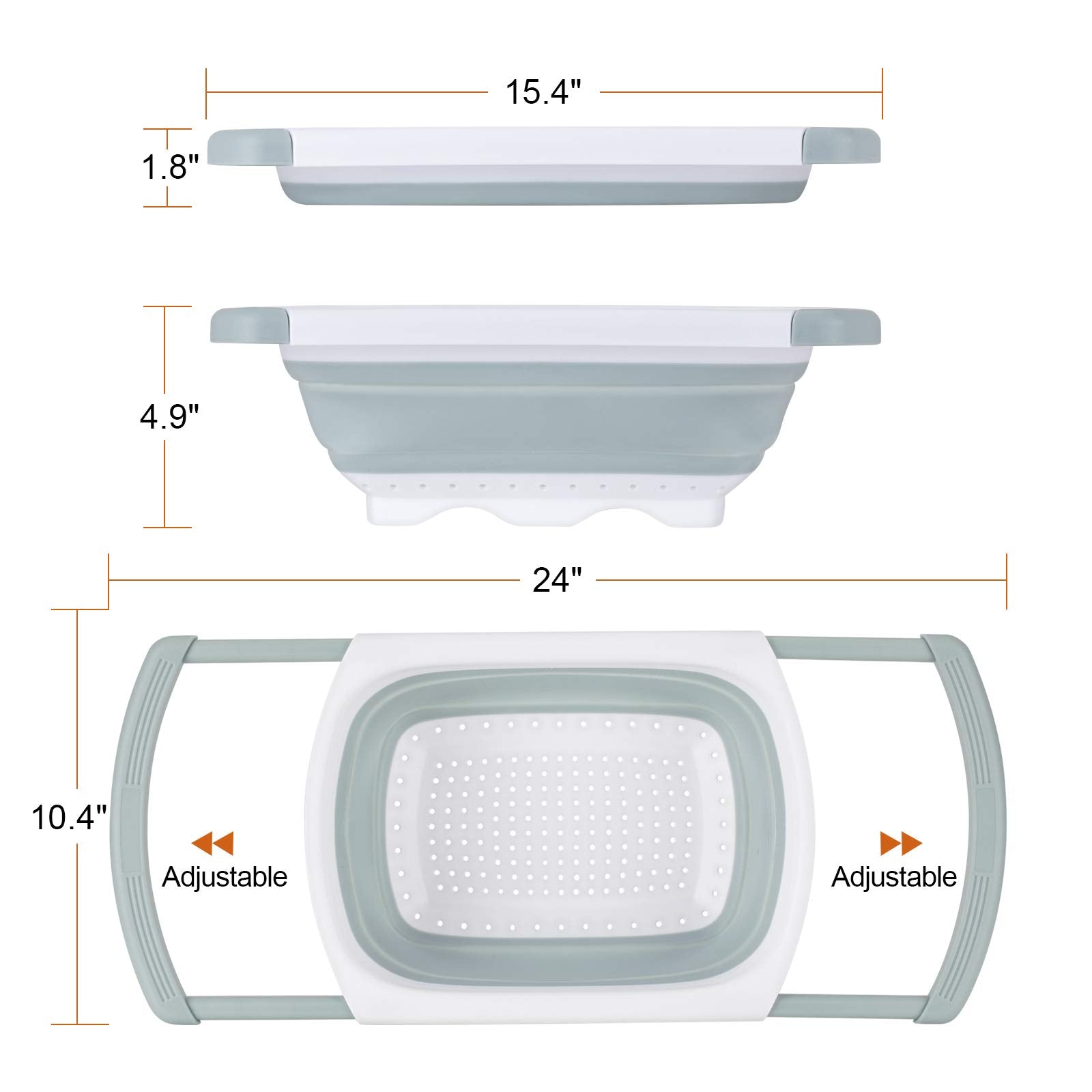 Colander Collapsible, Kitchen Strainer Colander, Collapsible Colander With Extendable Handles For Draining Veggies, Pasta,Fruit,