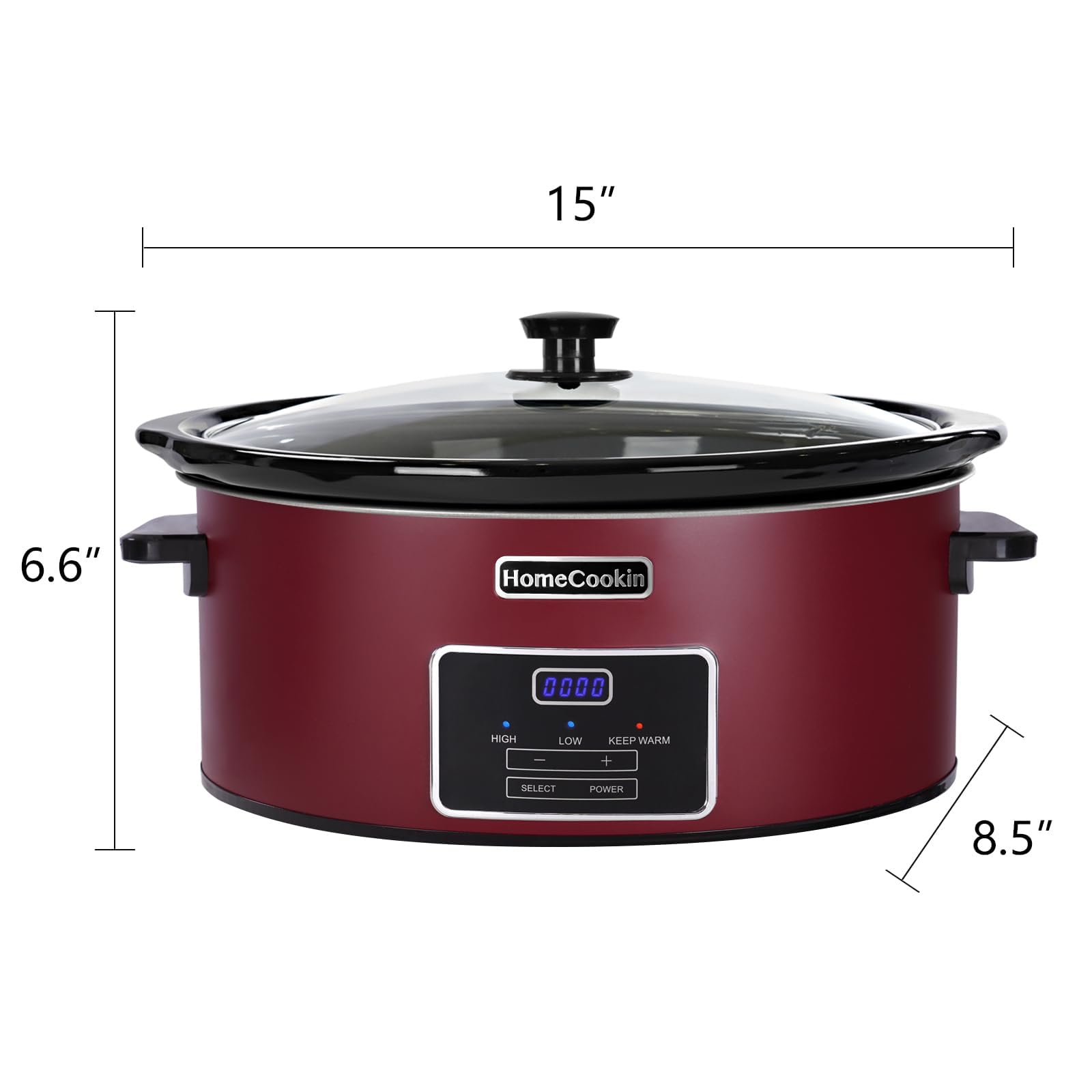 HOMECOOKIN 6 Quart Programmable Slow Cooker, Kitchen Appliances, Perfect Kitchen Small Appliance for Family Dinners, Red Stainle