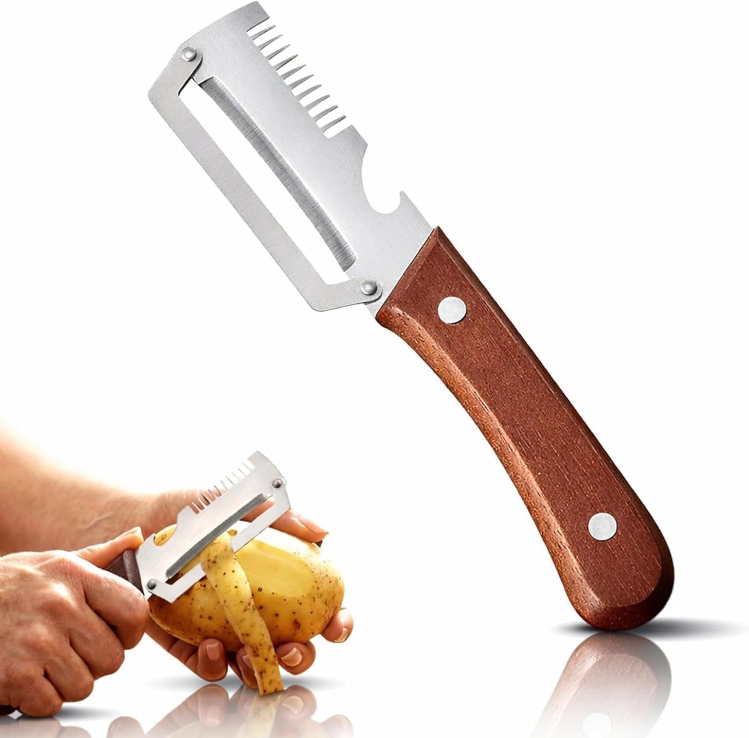 Elbexy 3 In 1 Wooden Handle Vegetable Peeler