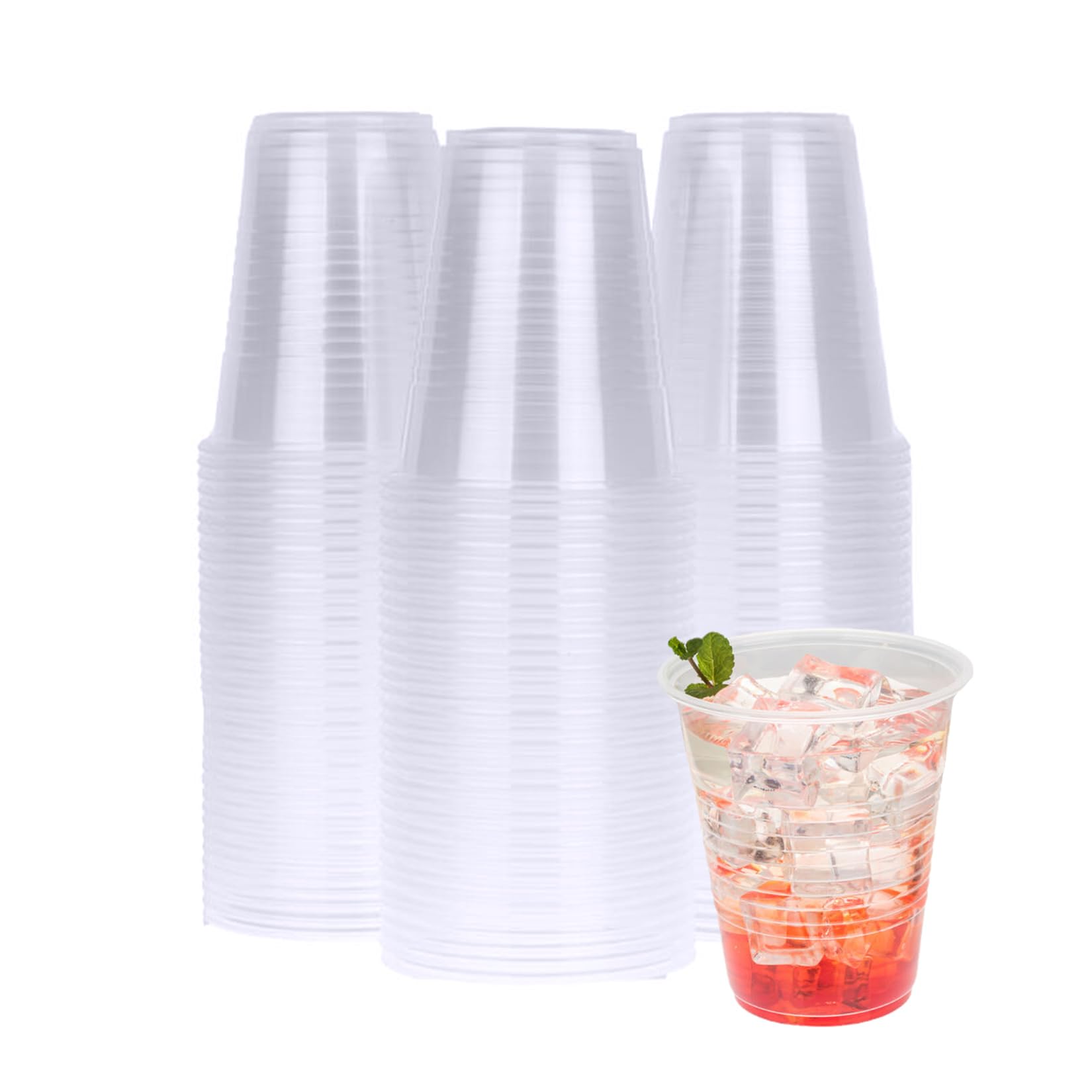 Racetop 300 Pack 12Oz Disposable Plastic Cups, Clear Plastic Cups Tumblers, Plastic Cups Bulk, Transparent For Wedding, Thanksgi
