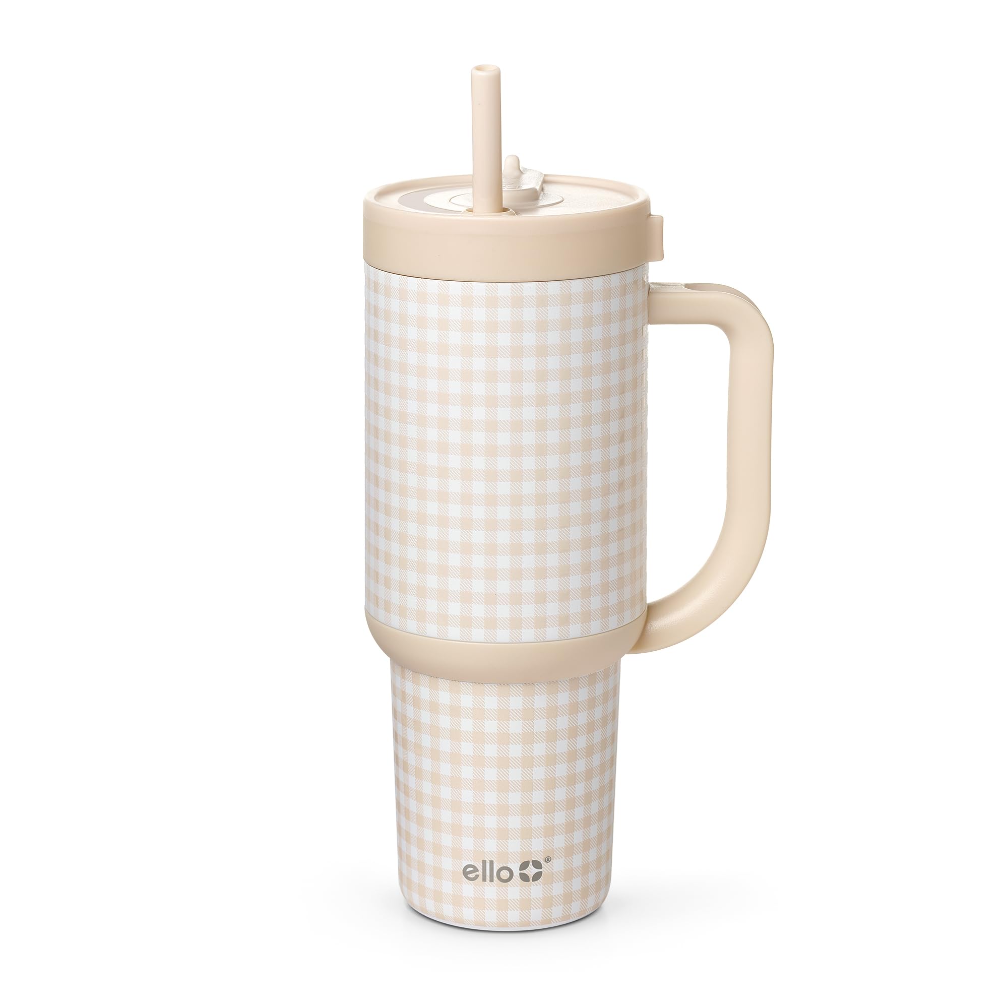 Ello Oasis 30oz Stainless Steel Water Bottle - Beige Gingham