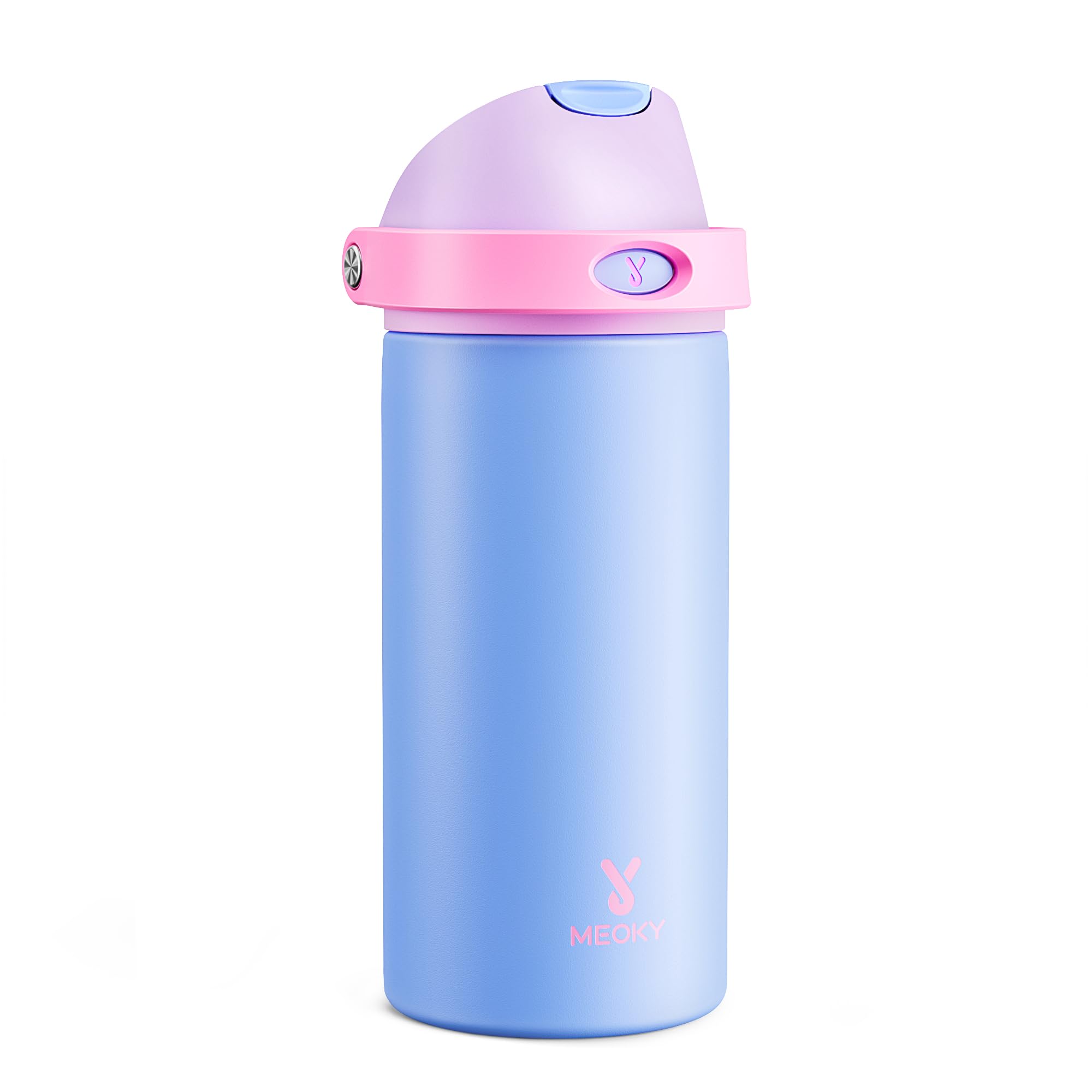 18 oz Insulated Water Bottle for Sports: Meoky Kids Water Bottle with 2in1 Straw and Spout Lid  Leak Proof, Cold for 24 Hours