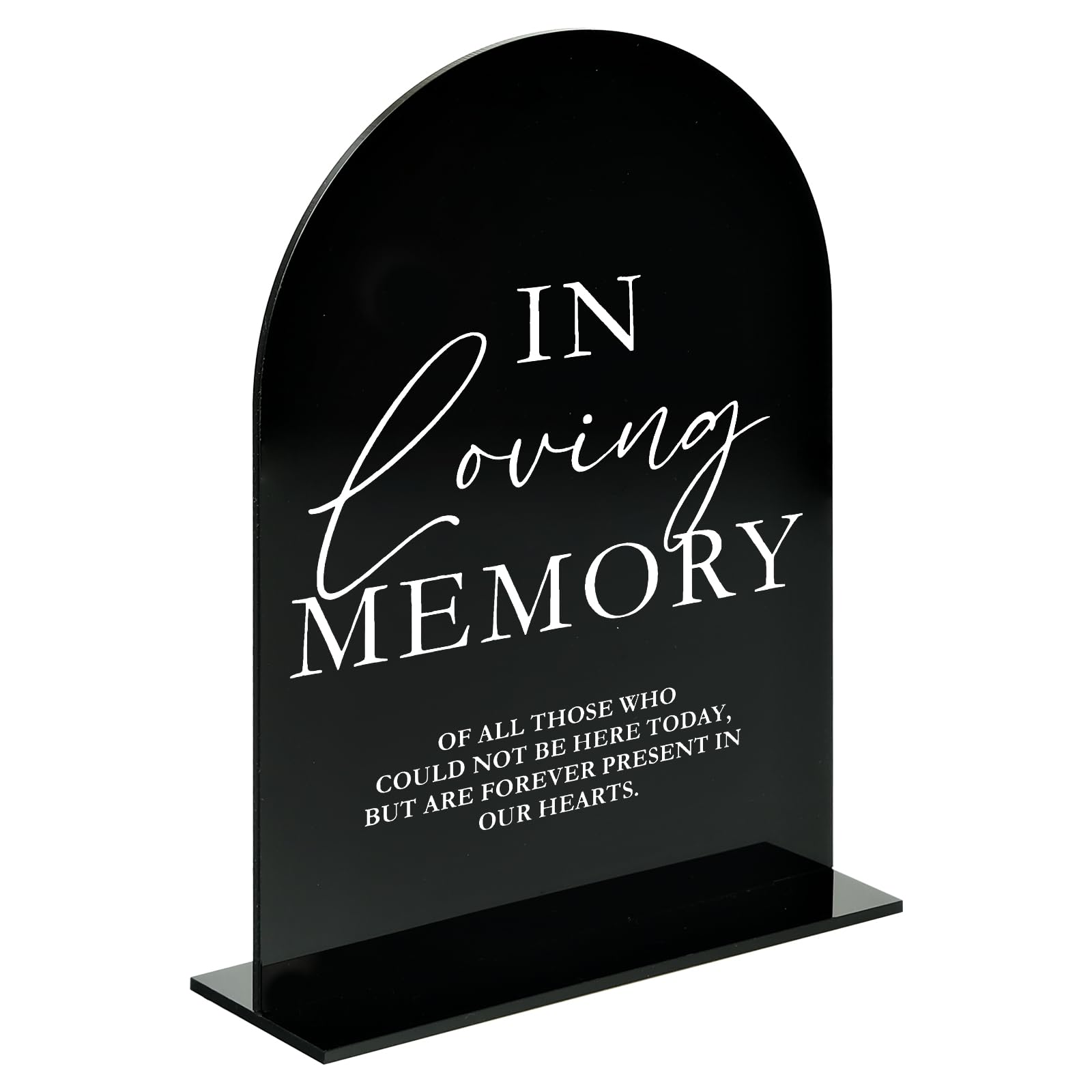 Acrylic Wedding Memory Sign with Stand- 5x7 Black Arched Acrylic Wedding Sign and Base,1/8 Thick | Modern Calligraphy TableTop S