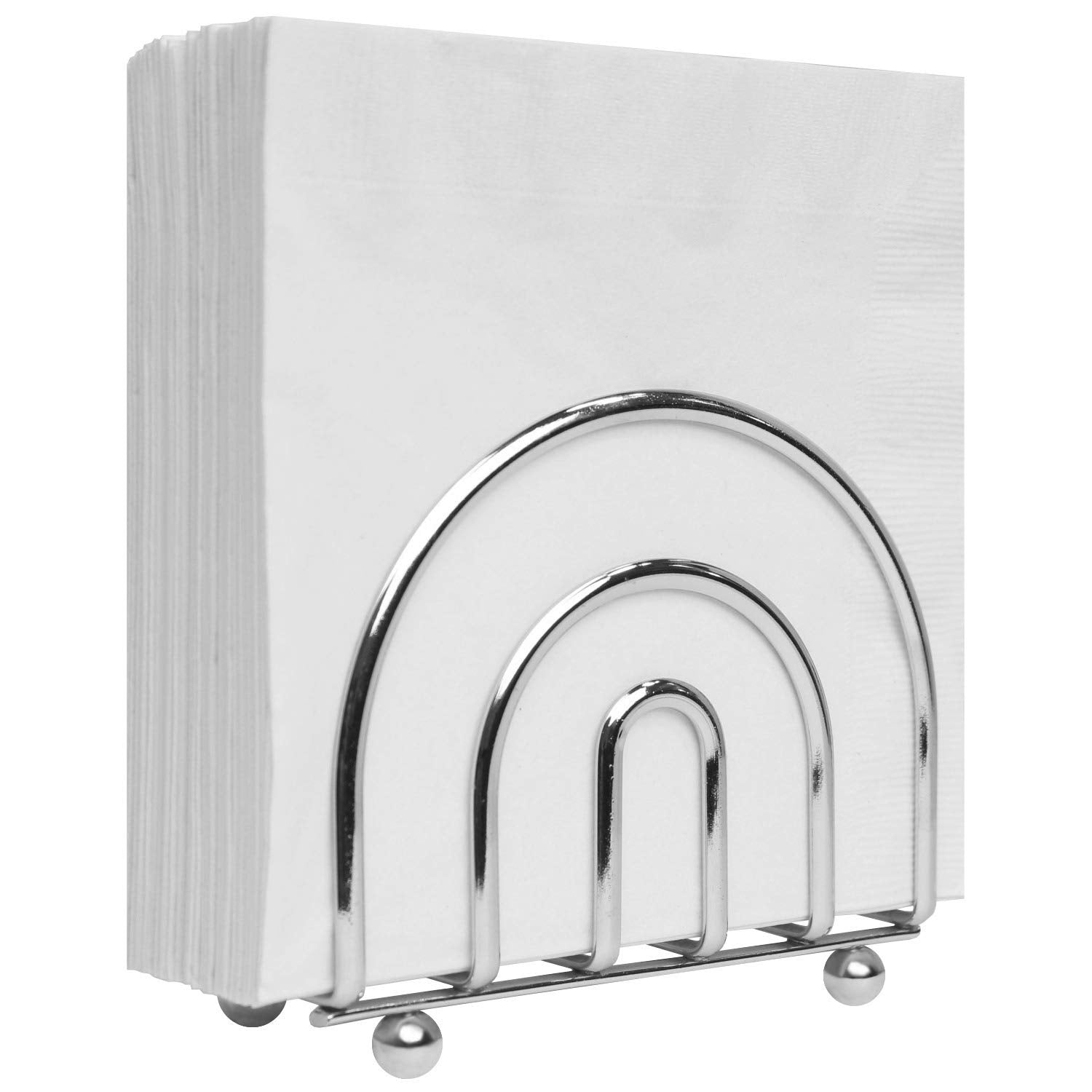 Blue Donuts Chrome Collection Napkin Holder - Classic Napkin Holders For Tables, Dining Table Napkin Holders For Kitchen, Kitche