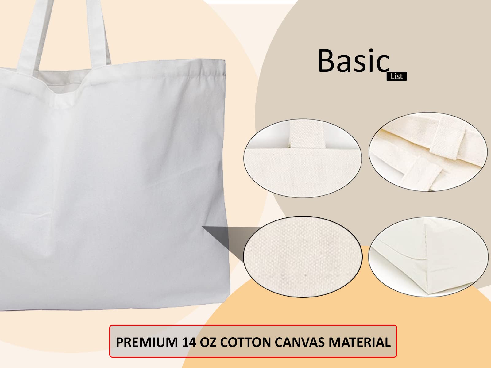 Extra Large Canvas Tote Bag - Big Largest Reusable Grocery,White