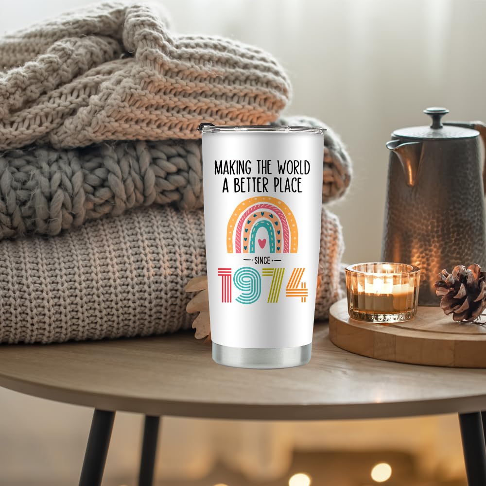 50Th Birthday Gifts For Women, Tumbler 20 Oz Stainless Steel Vacuum Insulated Tumblers, 1974 Birthday Gifts For Women, 50 Year O