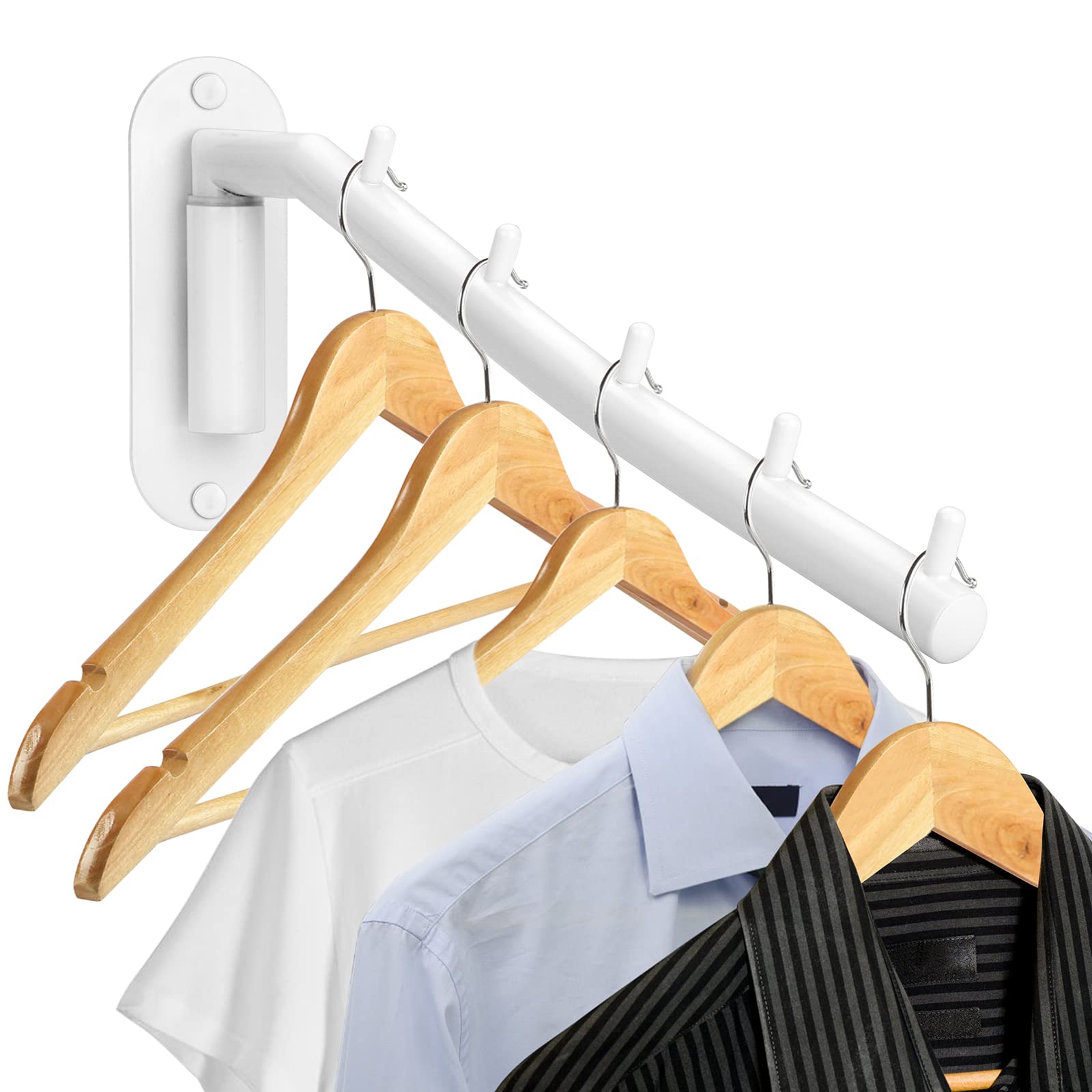 Sumnacon Stainless Steel Clothes Hanger Rack-Wall Mount Clothing Rack With Swing Arm, Sturdy Clothing Hanger Rack For Laundry Ro