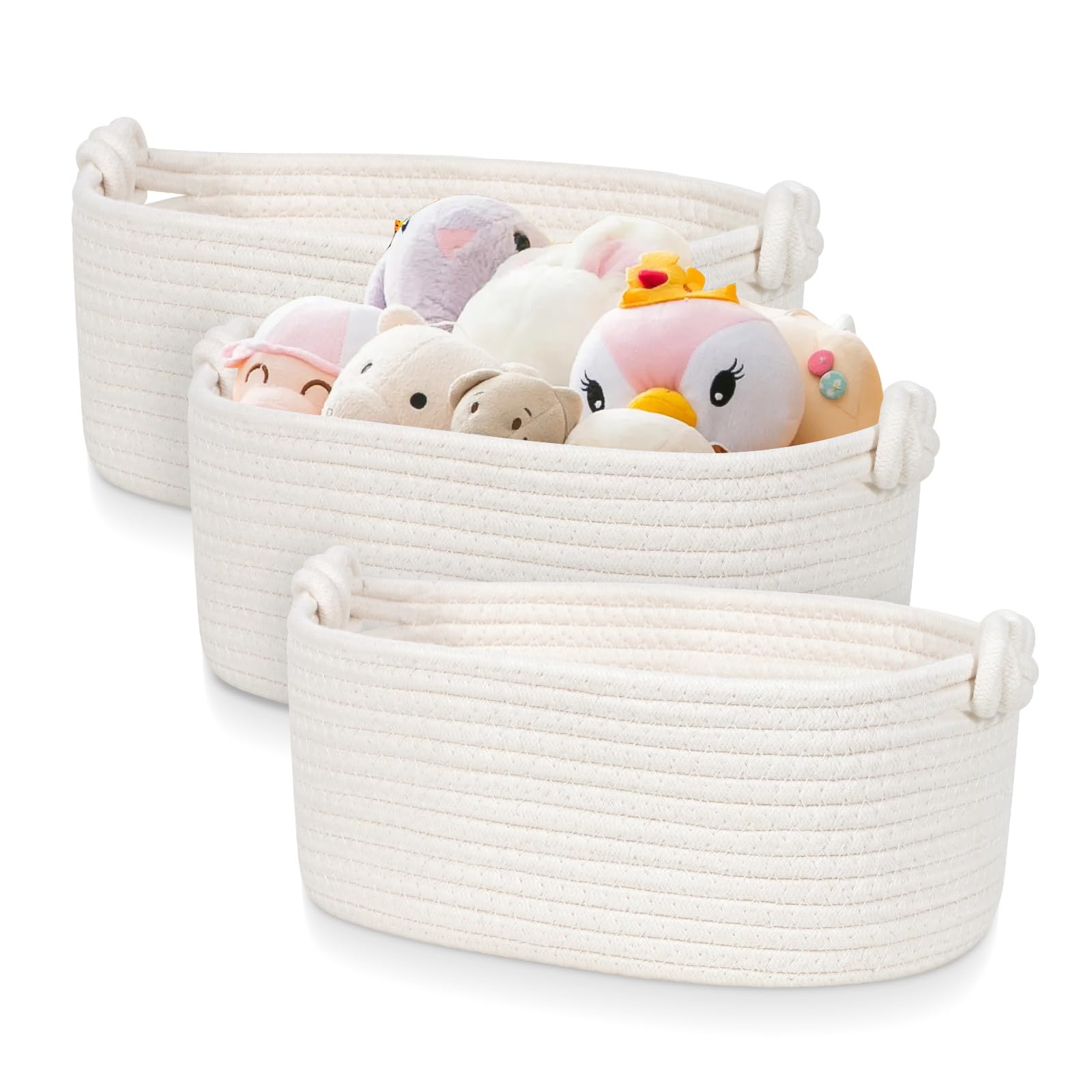 Small Rope Baskets For Organizing - Off White Storage Basket - Cotton Rope Organizer Basket - Cute Toy Basket - Empty Gift Baske