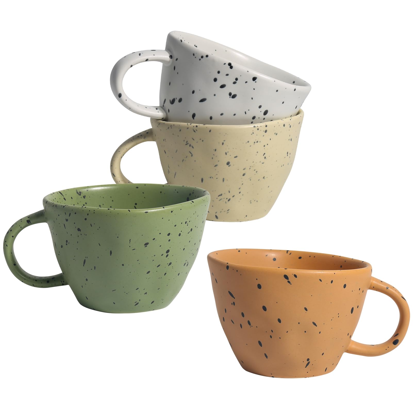 Nyamim Coffee Mugs Set of 4, 13.5 oz Multicolour Ceramic Coffee Cups, Latte Mug with Large Handle for Coffee, Tea, Cocoa, Milk, 
