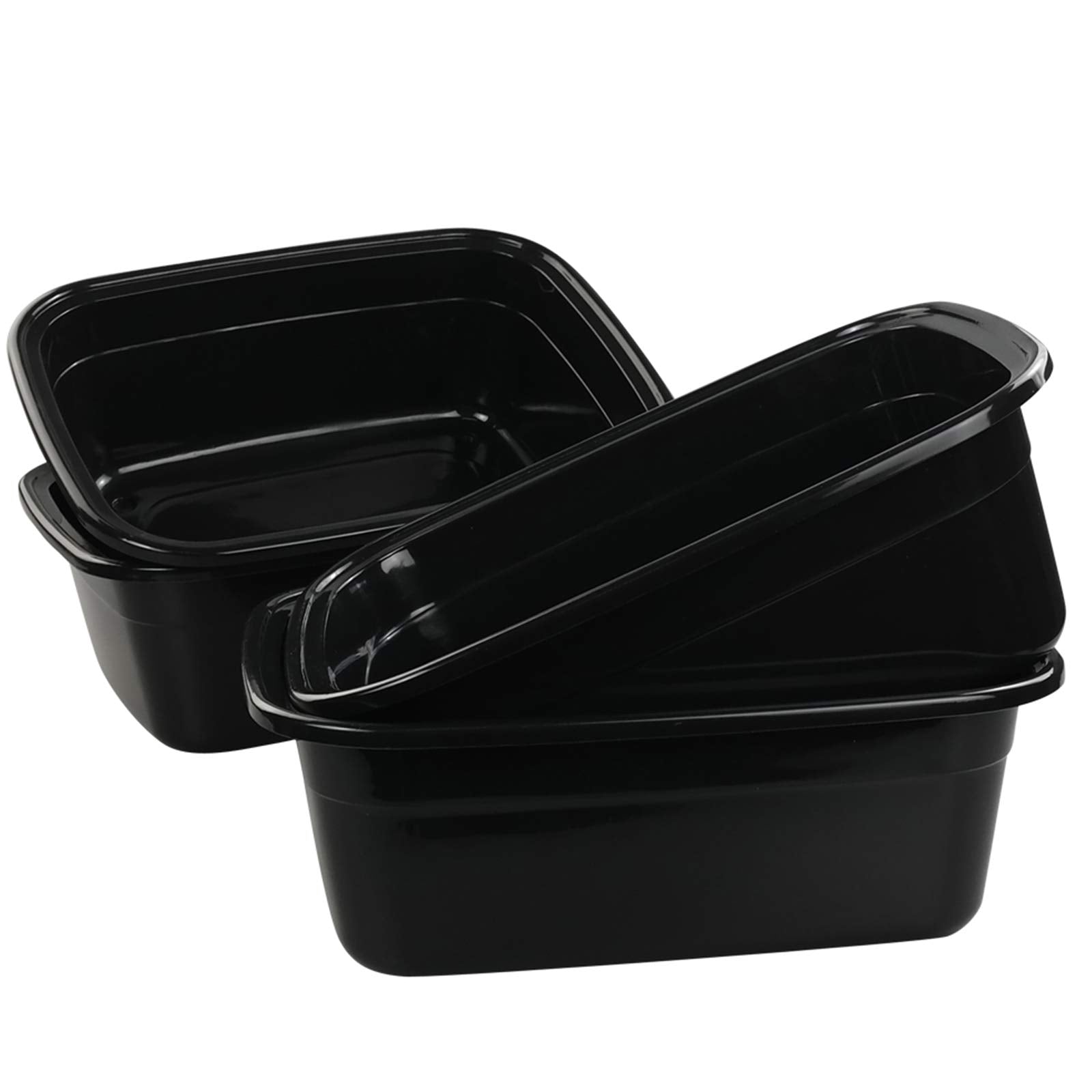 Vababa 4-Pack Black Plastic Dish Pan/Wash Pan Basin, Set Of 4