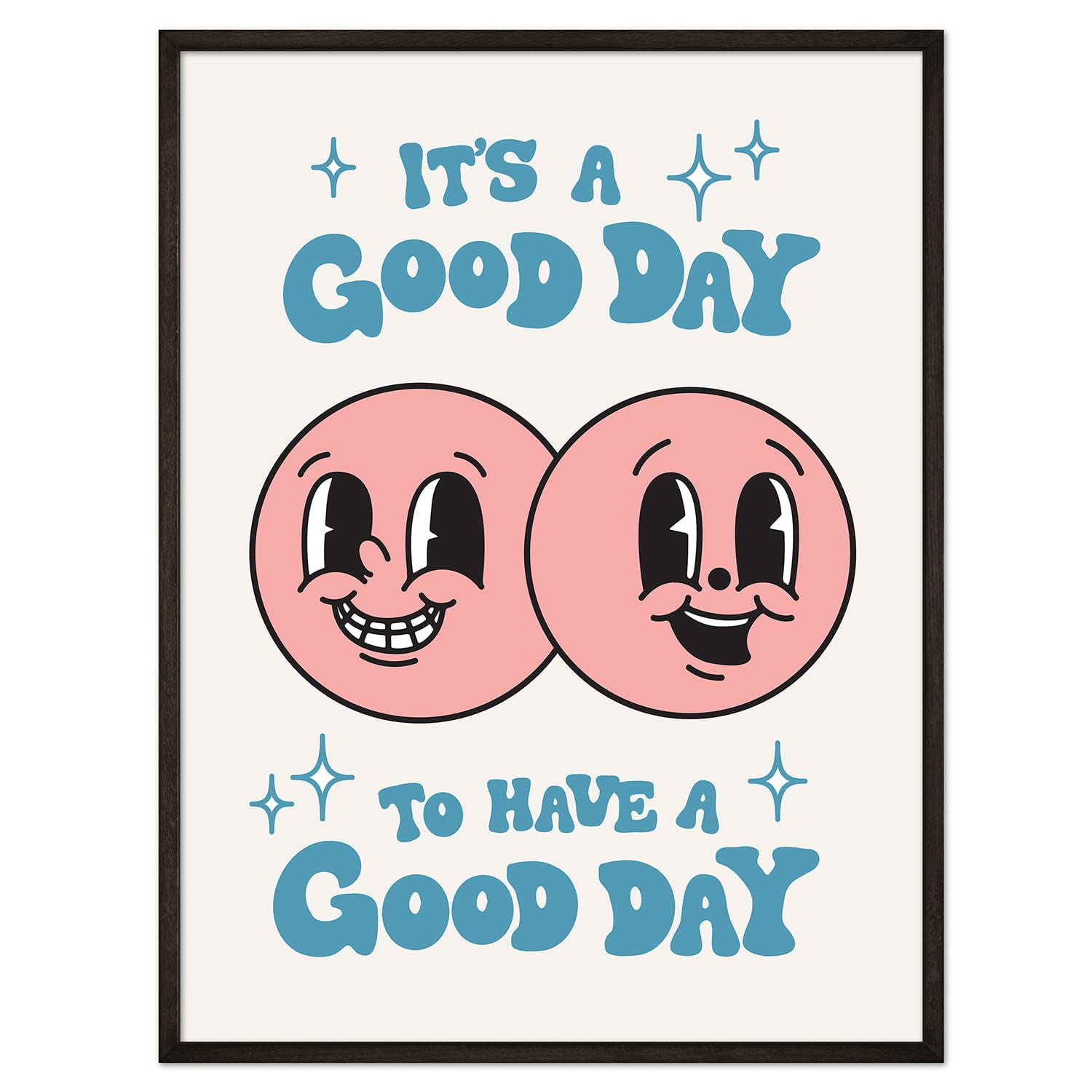 It's A Good Day Retro Poster  Retro Happy Face Wall Art  60s 70s Aesthetic Poster  Positive Quote Wall Art  Cute Room Decor  Cool Wall Decor