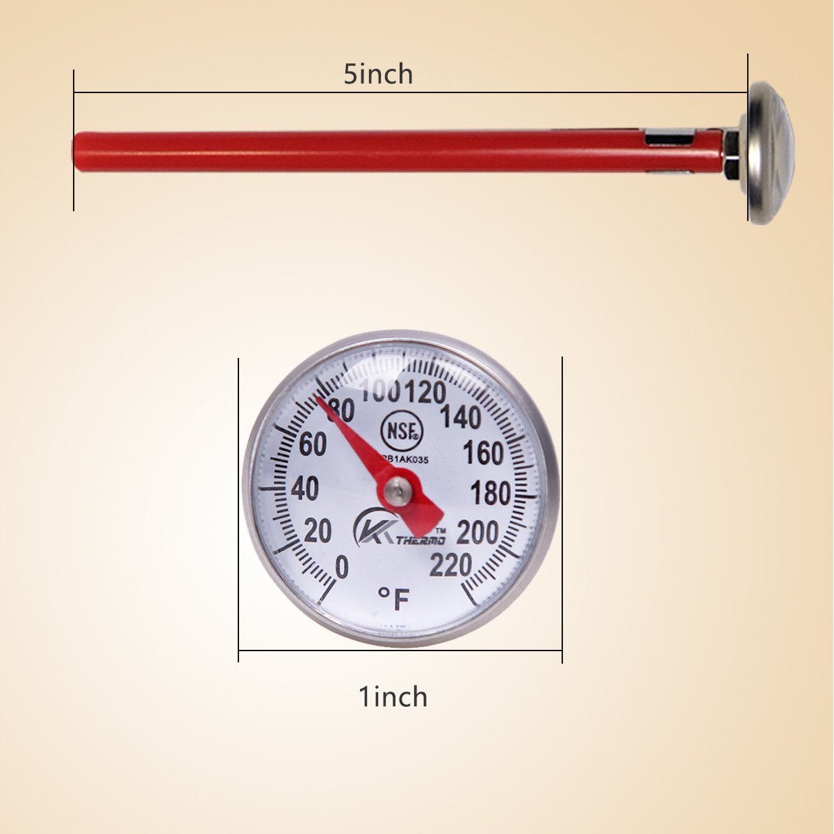 Kt Thermo Instant Read 1-Inch Dial Thermometer(4-Pack),Best For The Coffee Drinks,Chocolate Milk Foam