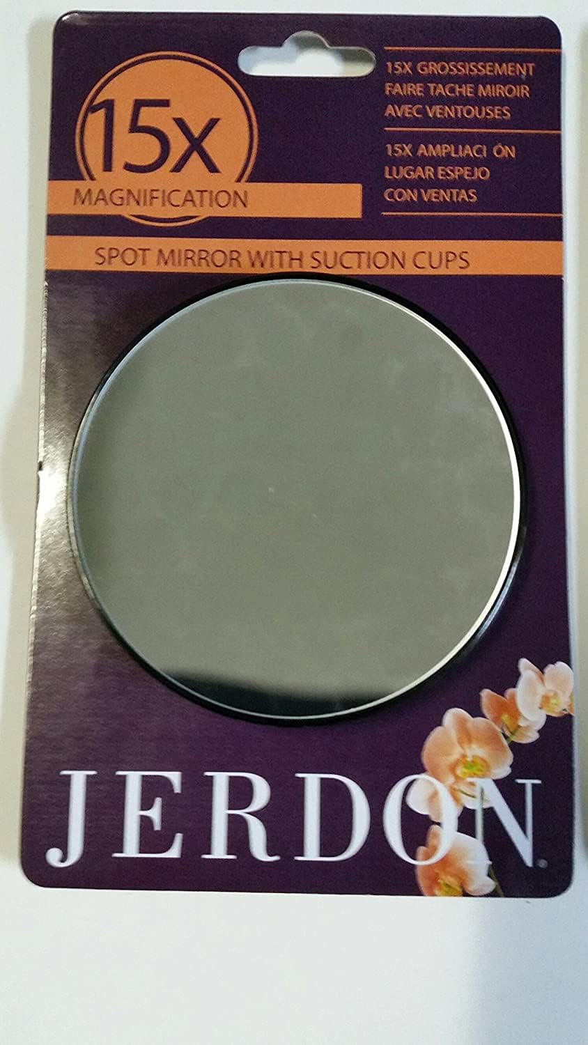Jerdon 3    Makeup Mirror With 15X Magnification - Black Frame - Suction Cups For Wall Mounting - Portable And Fits Easily In Pu