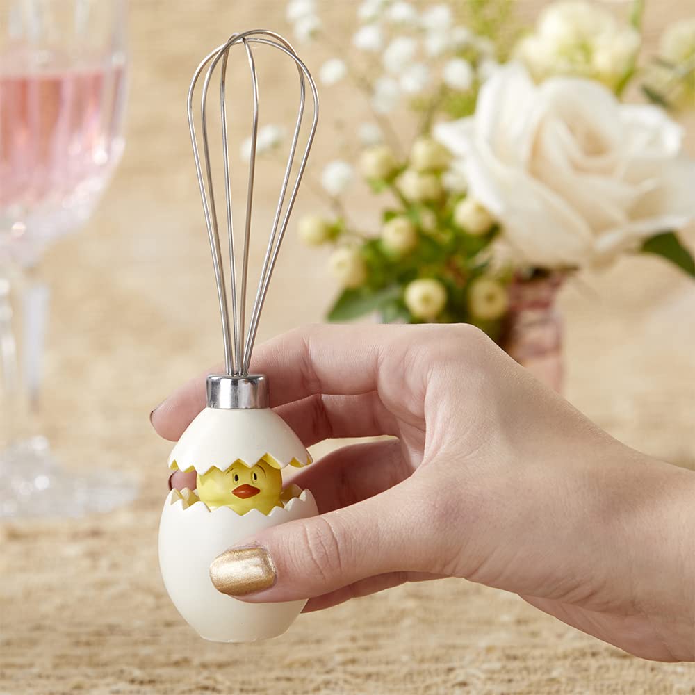 Kate Aspen Stainless-Steel Egg Whisk In Showcase Gift Box Baby Shower Favor, Silver/White