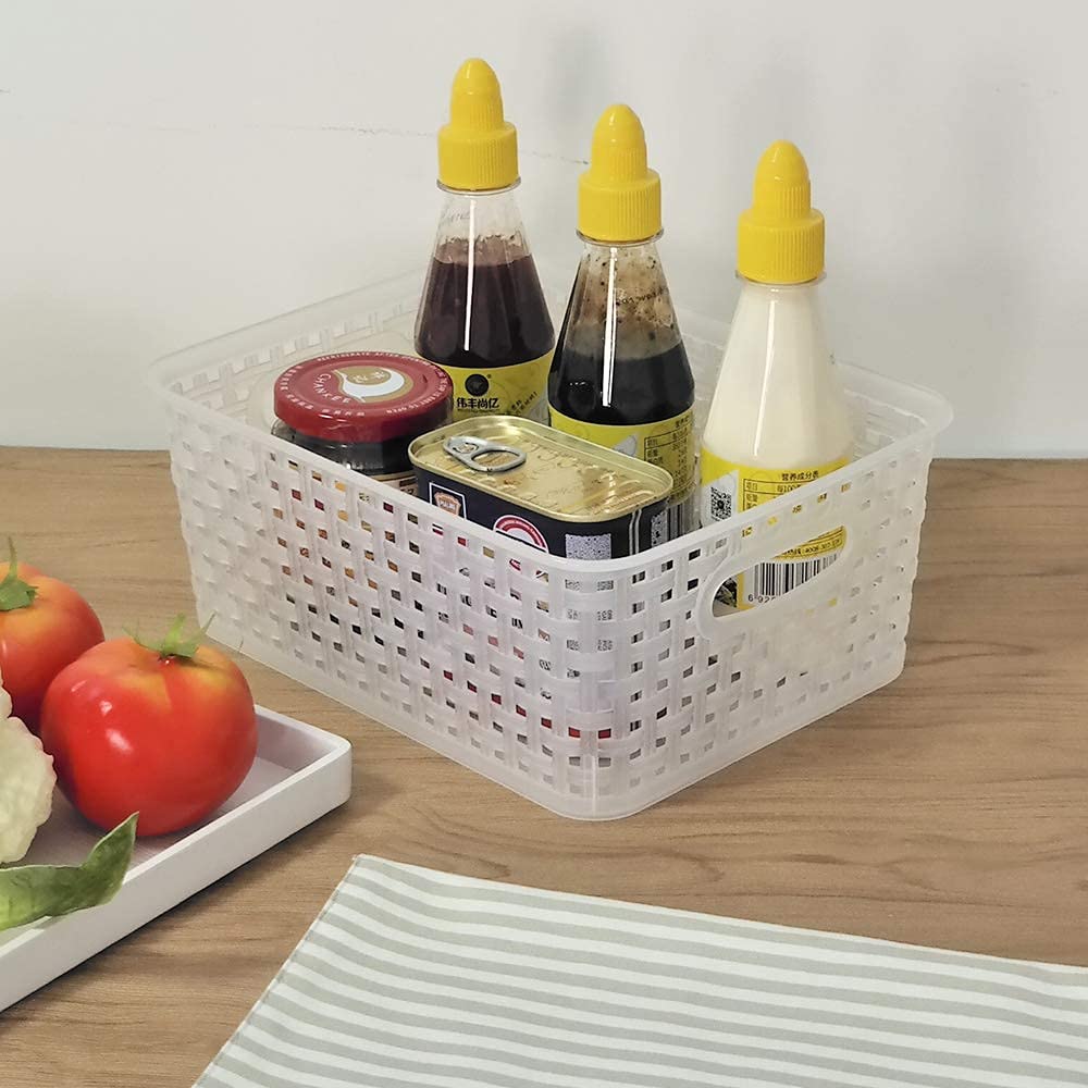 Annkkyus 6-Pack Small Weave Basket Bins, Plastic Basket For Storage