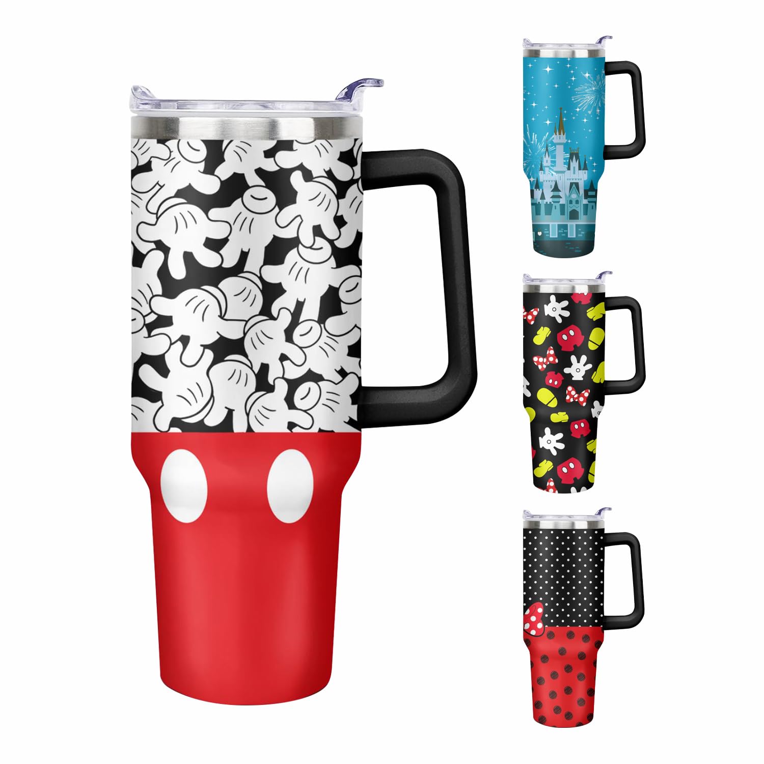GOODNHAPPY Cute Cartoon Mouse 40 oz Tumbler with Handle and Straw Lid Gift for Boy Girl Water Bottle Travel Cup for Car Drink Co