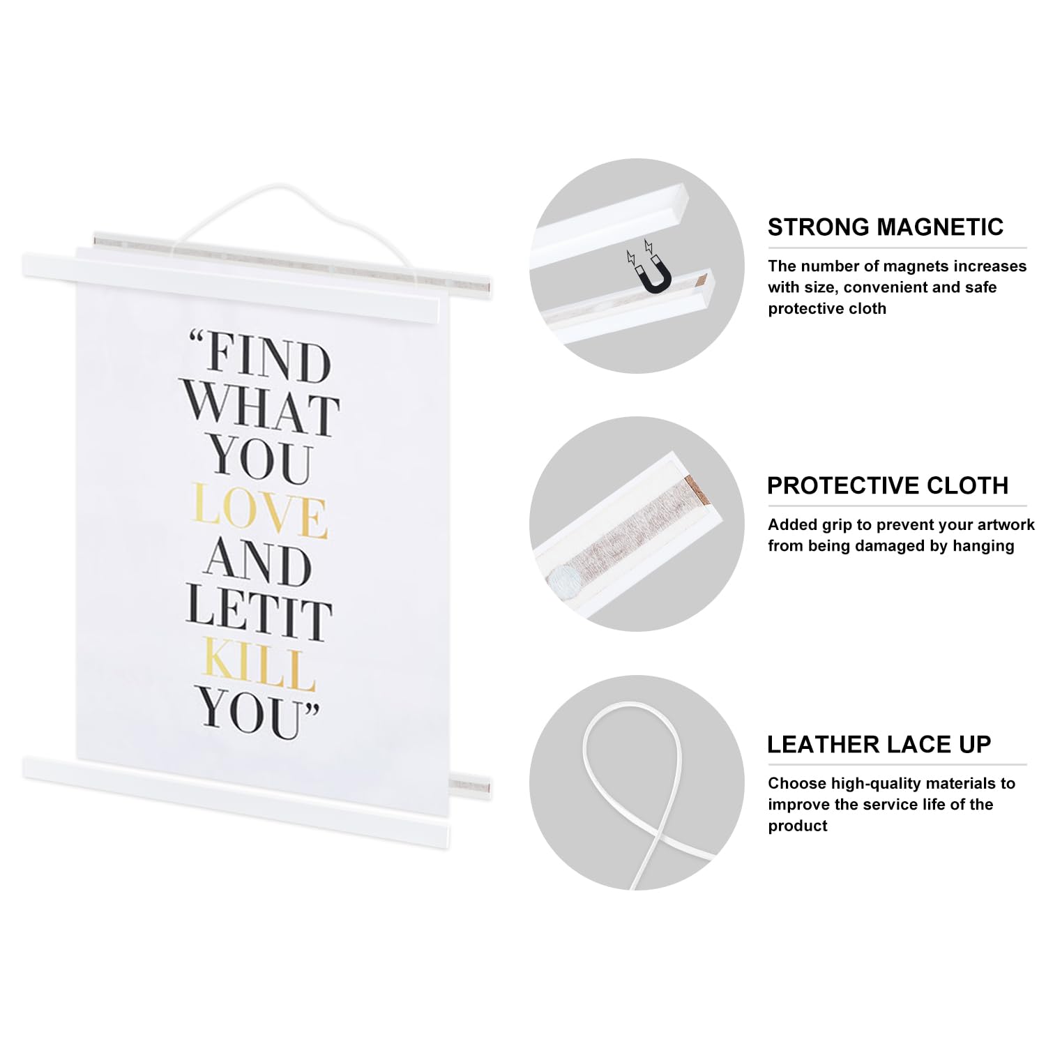 Benjia 12X16 12X18 12X24 Poster Frame, Magnetic Light Wood Wooden Frame Frames Hanger For Photo Picture Canvas Artwork Wall Hang