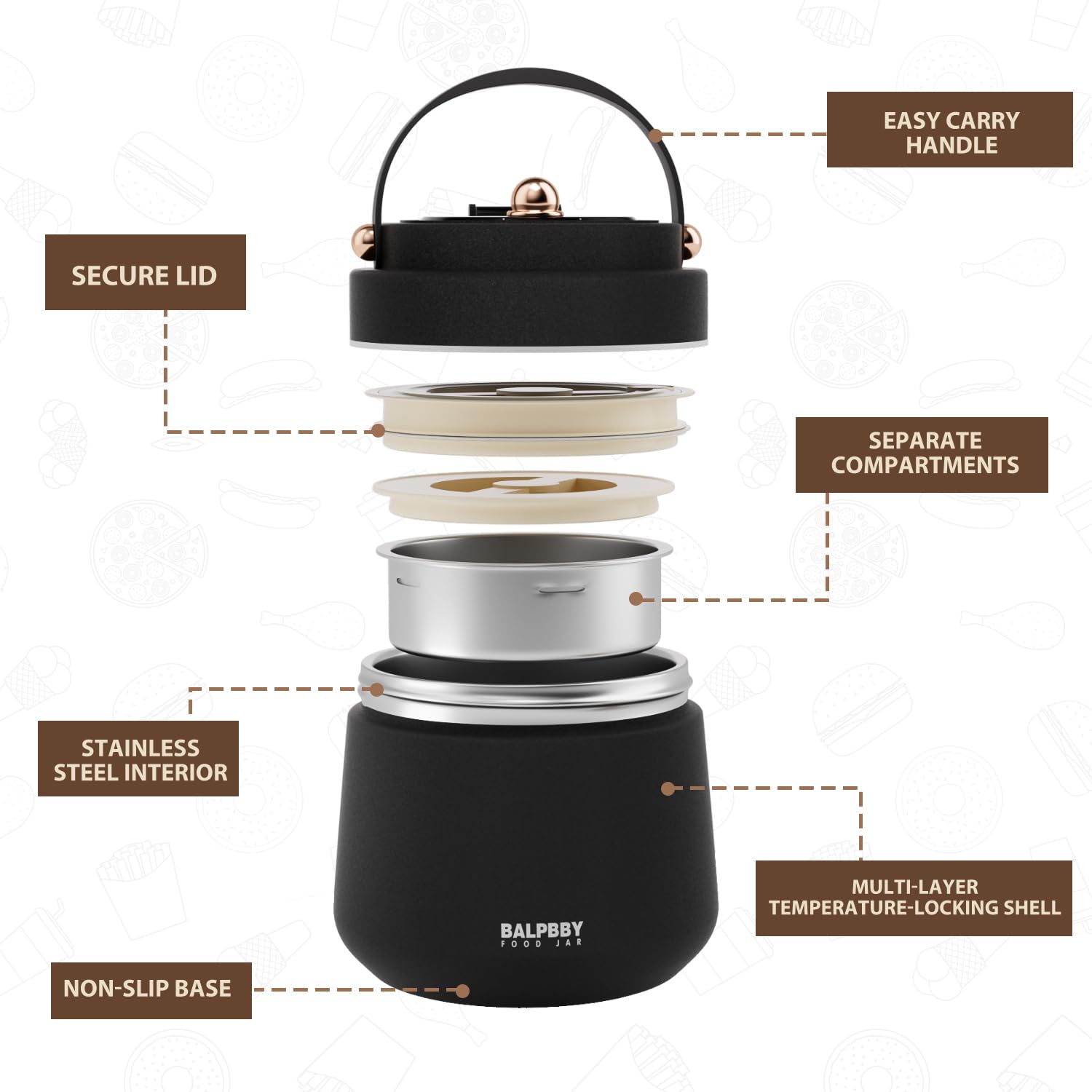 Thermo for Hot Food Adults 40OZ Soup Thermo Lunch Containers Wide Mouth Vacuum Insulated Food Jar Stainless Steel Leakproof Lunc