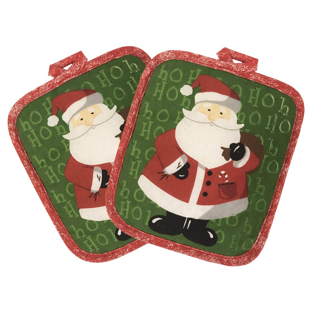 Lobyn Value Packs Kitchen Towel 5 Piece Linen Set 2 Towels 2 Pot Holders 1 Oven Mitt (X-Santa)