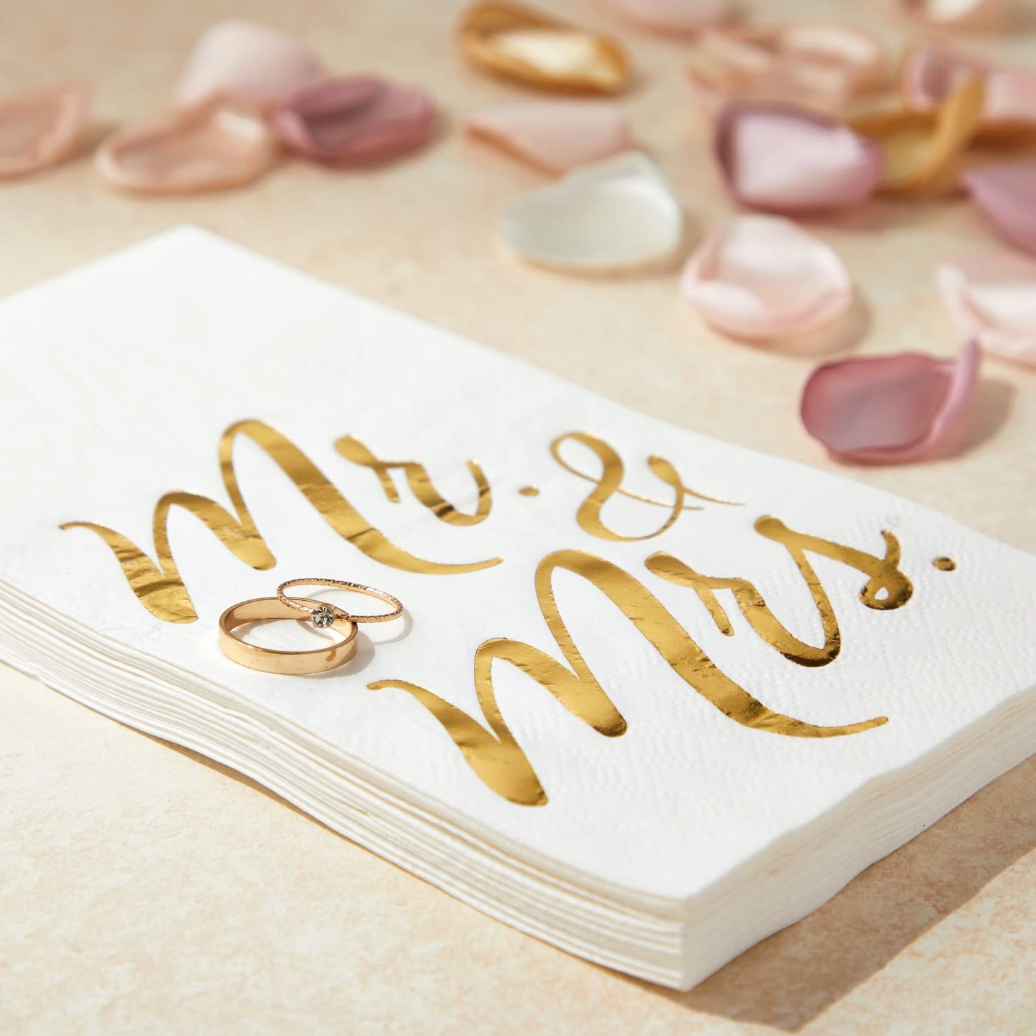 Juvale 50-Pack Mr And Mrs Napkins, Disposable Wedding Dinner Napkins For Reception, Rehearsal Dinner, Bridal Shower, Engagement