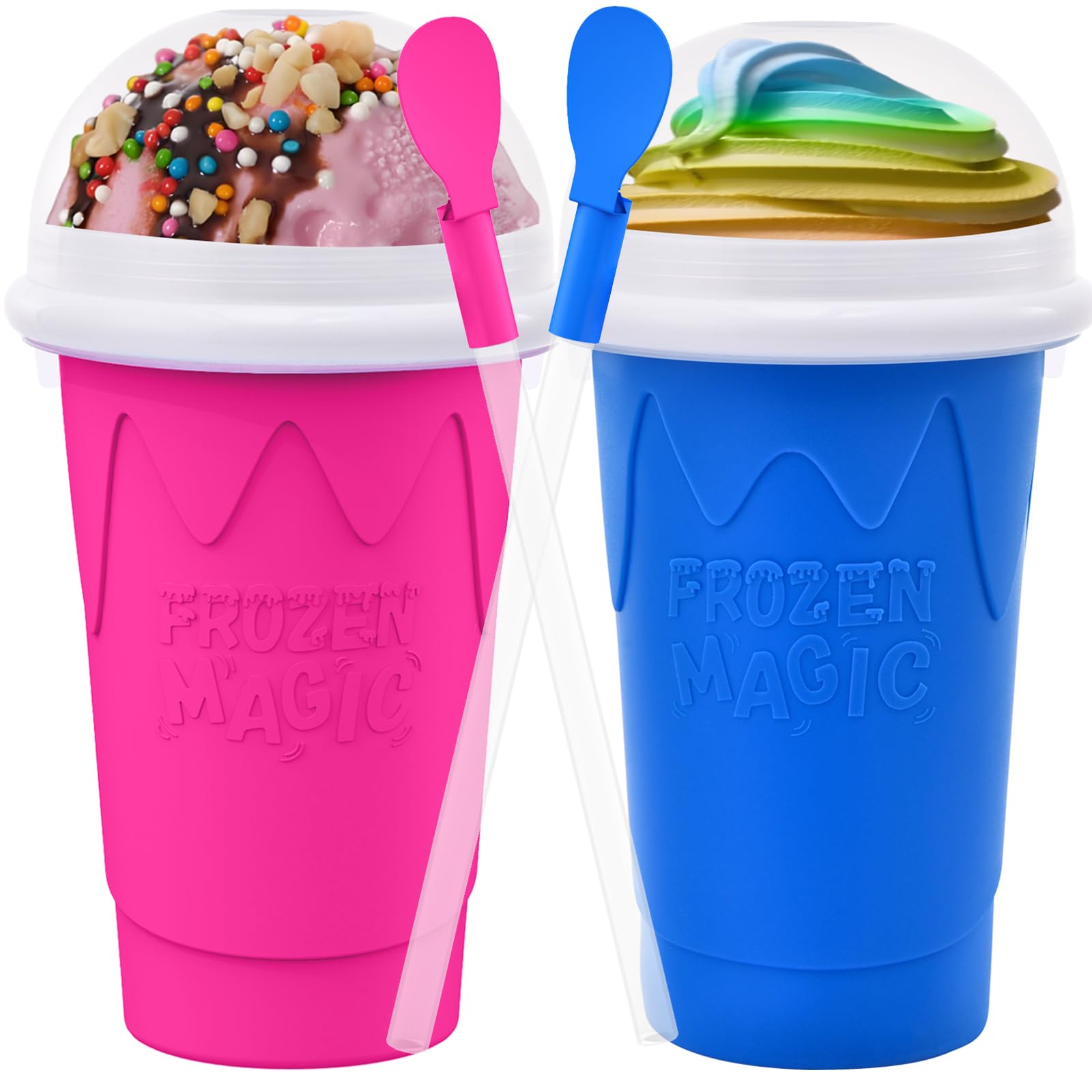 2PCS Slushie Maker Cup-500ml DIY Magic Quick Frozen Smoothies Cups for Homemade Milk Shake Ice Cream Maker, Portable Cooling Cup