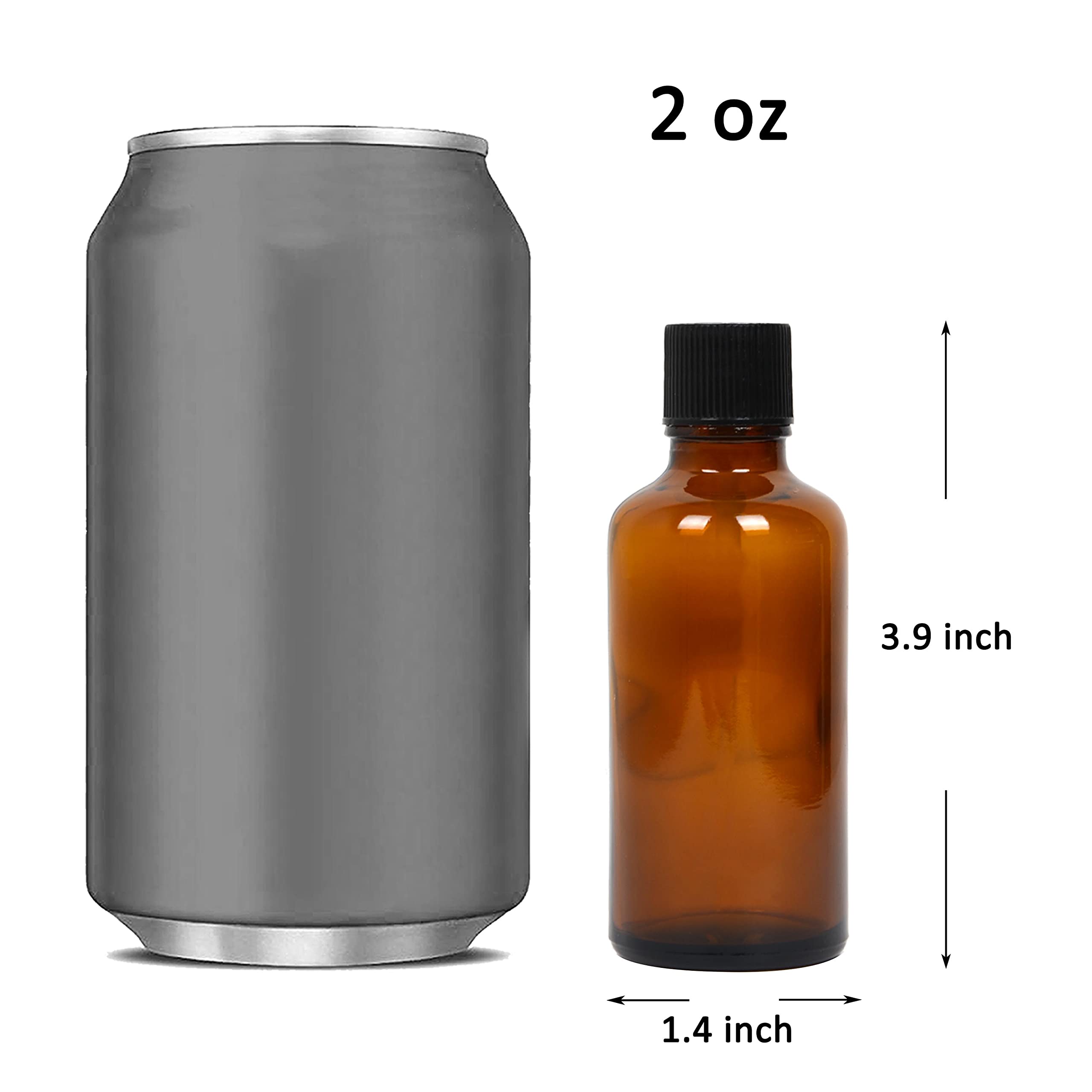 Youngever 16 Pack Amber Glass Bottles With Lids, Refillable Container For Essential Oils, Vanilla Extract And More (2 Ounce)