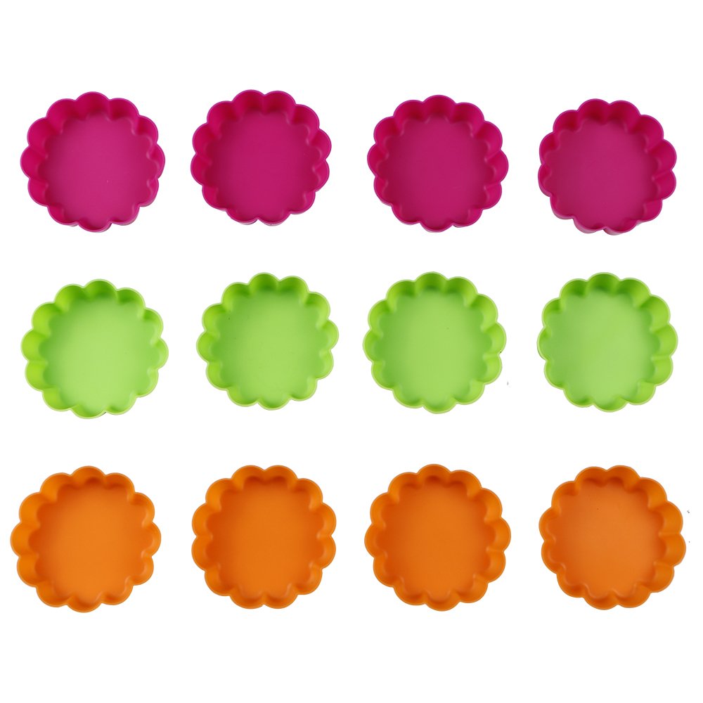 Webake Silicone Mini Tart Pan Non-Stick Mini Quiche Molds Holiday Small Pie Baking Pan 3-1/4 Inch Tart Mold, Wax Melt Liners Ind