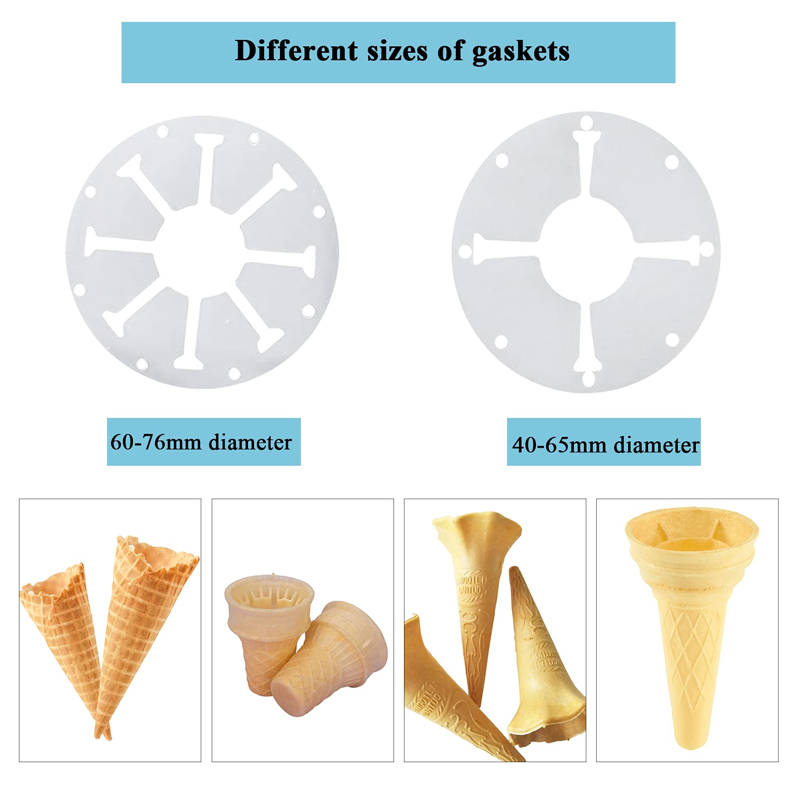 Kunhewuhua Ice Cream Cone Dispenser-16L X 3 Dia Plastic Tube With 1.6-2.6Ins 2.4-3 Ins Gasket