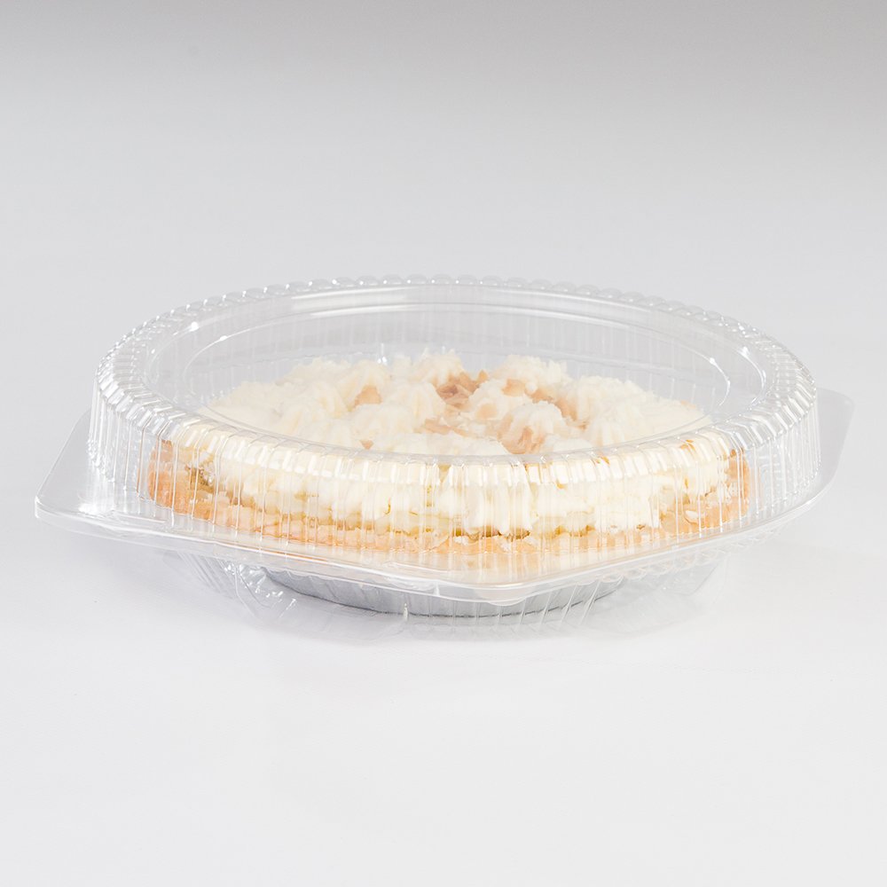 Detroit Forming 10 Pie Container LBH111 Clear OPS Plastic Hinged Locking Lid Shallow Dome Food | 100/Case