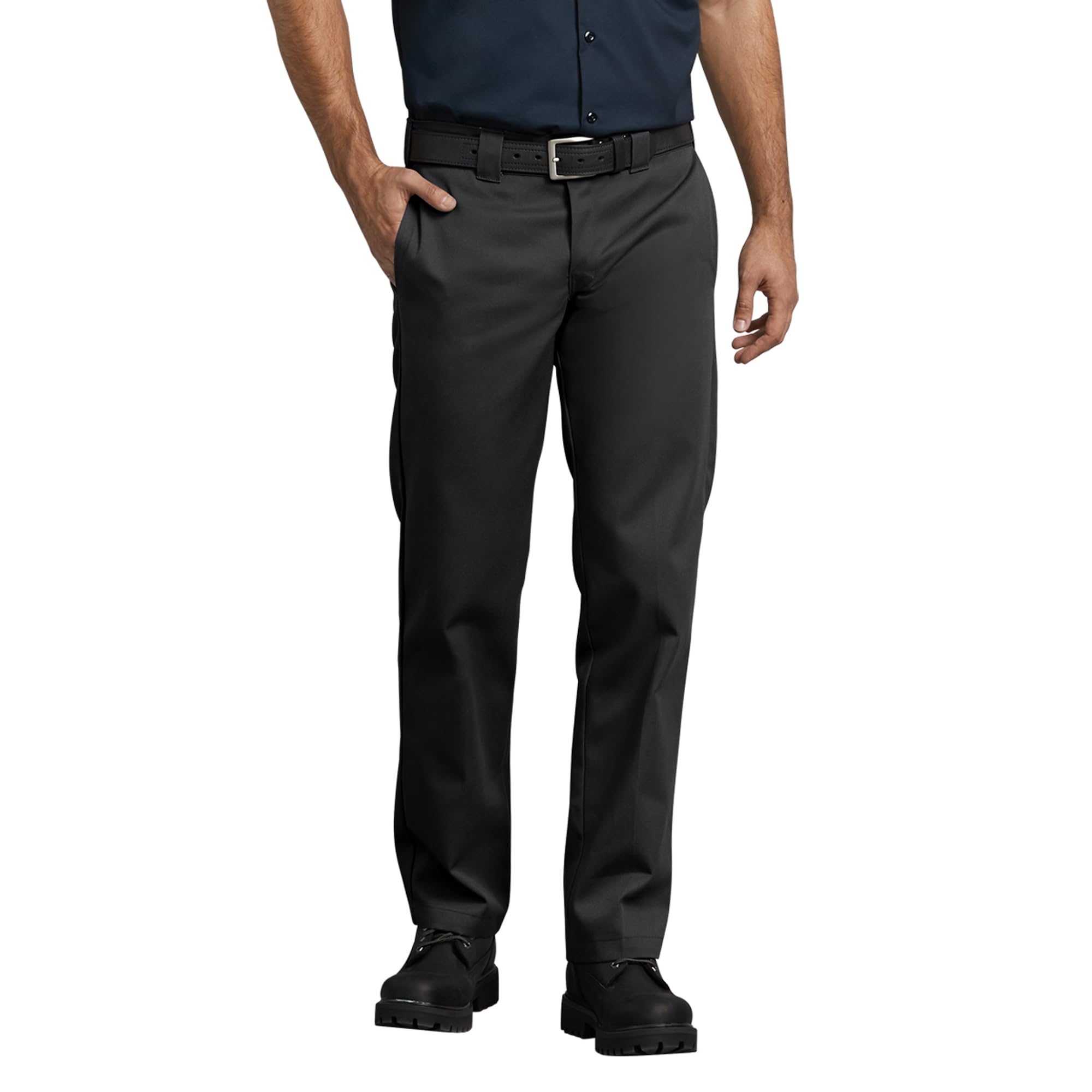 Dickies Mens Slim Straight Fit Work Utility Pants, Black, 42W X 30L Us