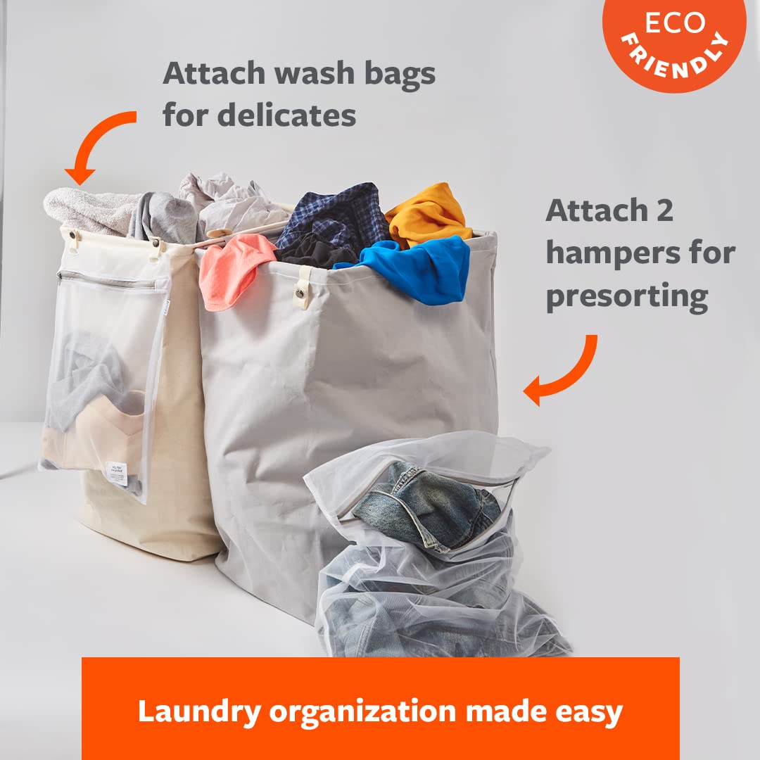 Full Circle Loads Of Fun Collapsible Hamper - Laundry Basket For Dirty Clothes & Towels- Tall Standing Organic Cotton Laundry Ba