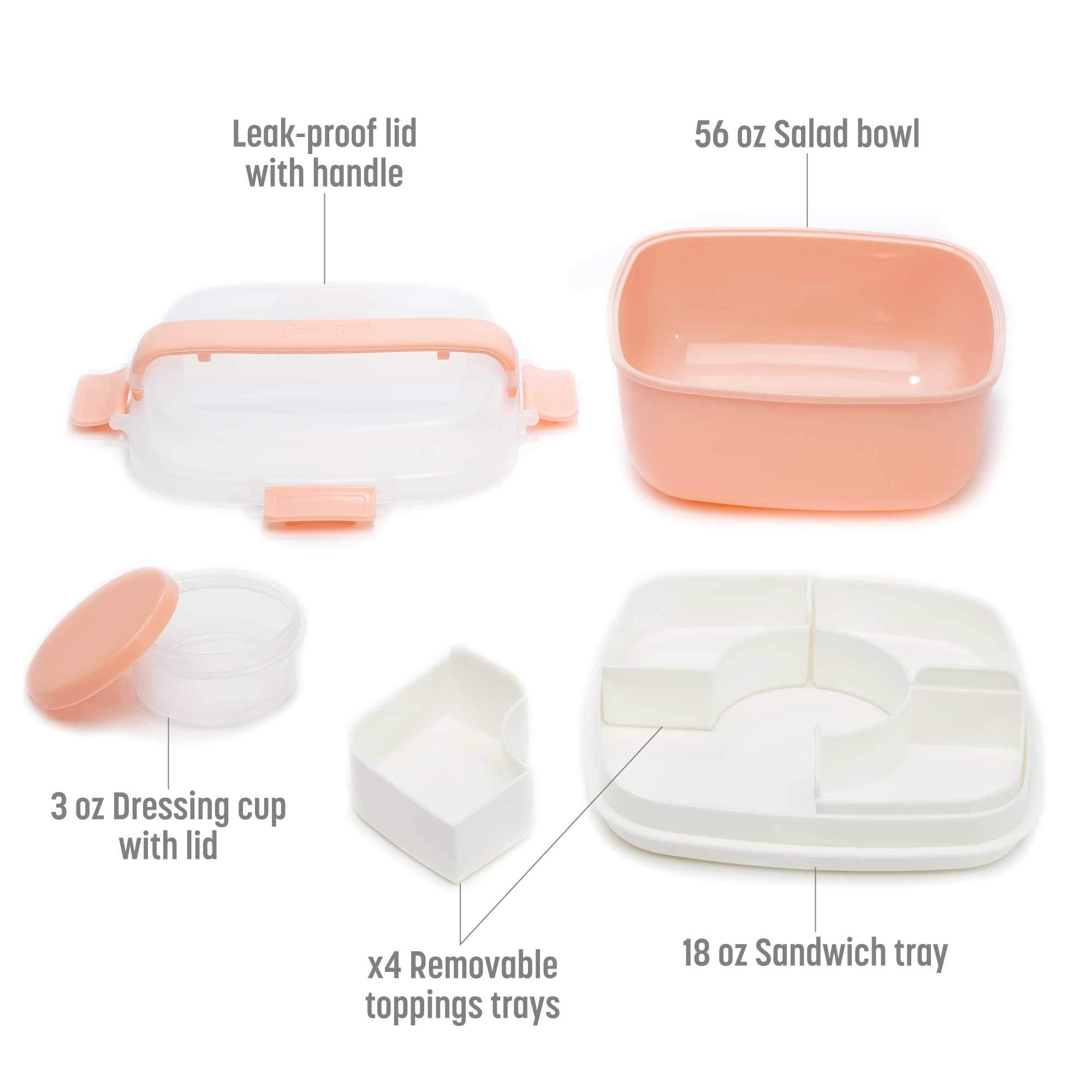 Goodful Stackable Lunch Box Container, Bento Style Food Storage With Removeable Compartments For Sandwich, Snacks, Toppings & Dr