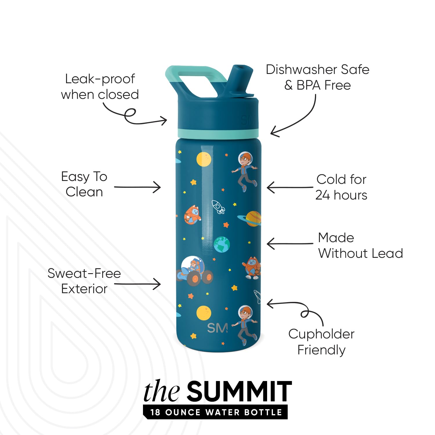 Simple Modern Kids Summit Water Bottle with Straw Lid | Blippi 18oz Stainless Steel Cup Insulated Tumbler for Boys, Girls, Schoo