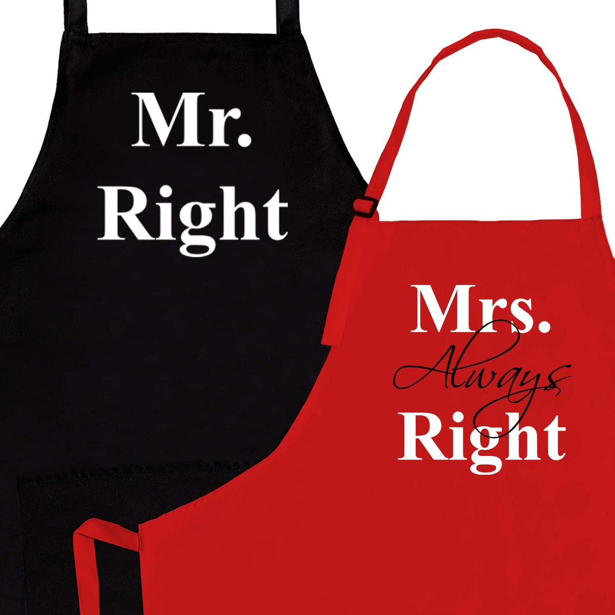 Prazoli His And Her Aprons - Mr Right Mrs Always Right Couples Engagement Gift, Cute Bridal Shower Gift Anniversary Wedding Regi