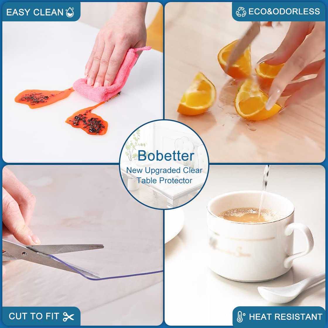 Bobetter 14 X 63 Inch Crystal Desk Cover Protector 1.5Mm Thicken Plastic Clear Table Pad Desk Mat Desk Protector For Office Comp