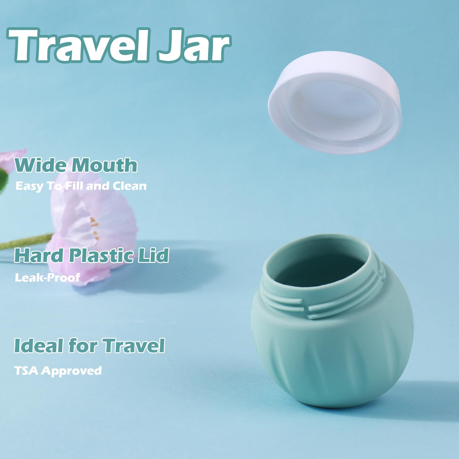 Travel Containers For Toiletries, Glamfields Tsa Approved 1.7Oz 50Ml Travel Size Silicone Cream Jars Bpa Free, Leak-Proof Travel